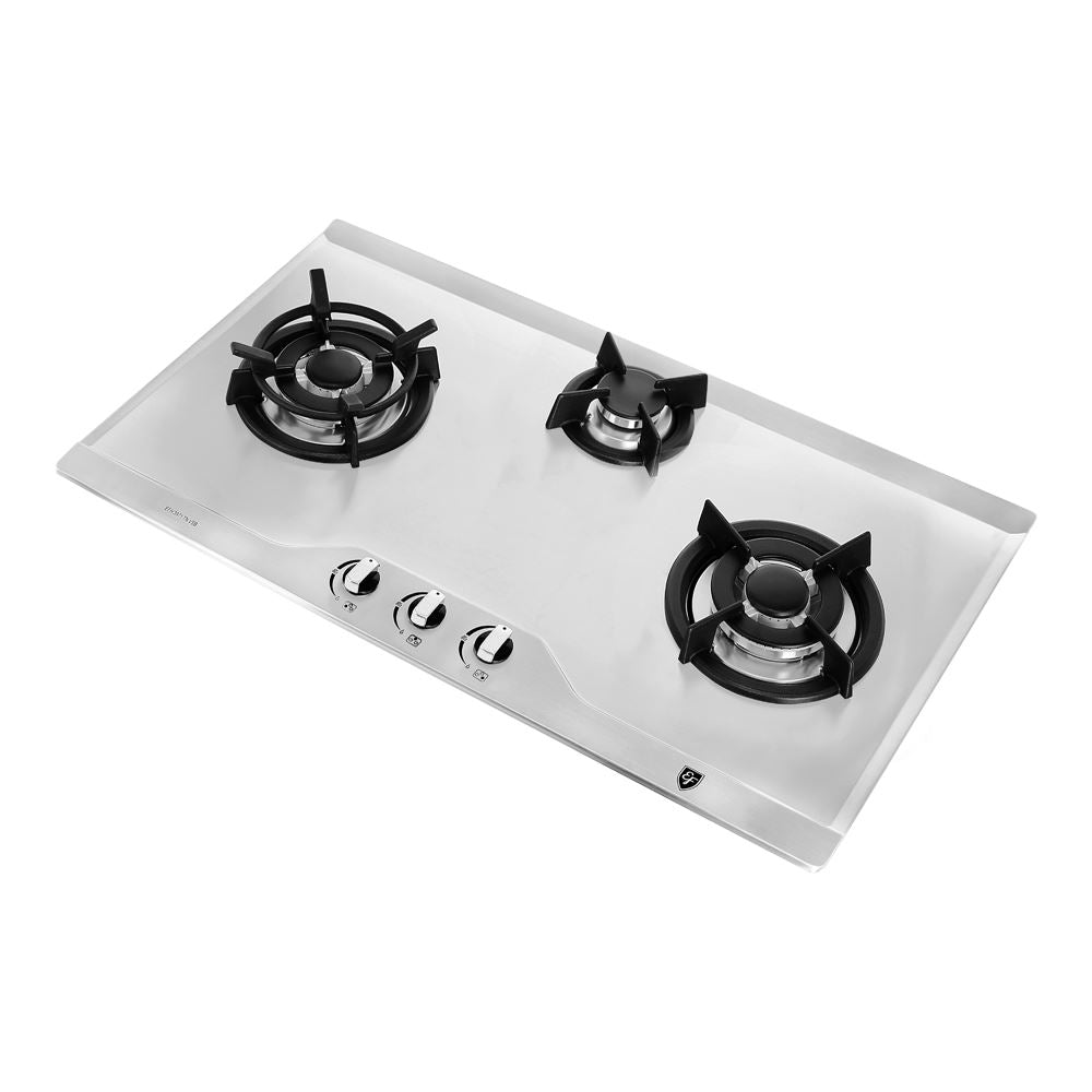 EF EFH3971 86cm 3 Burner Gas Hob - Stainless Steel Built-in Cooktop with Safety Features (EFH3971TNVSB) for Modern Kitchen Cooking & Outdoor Camping