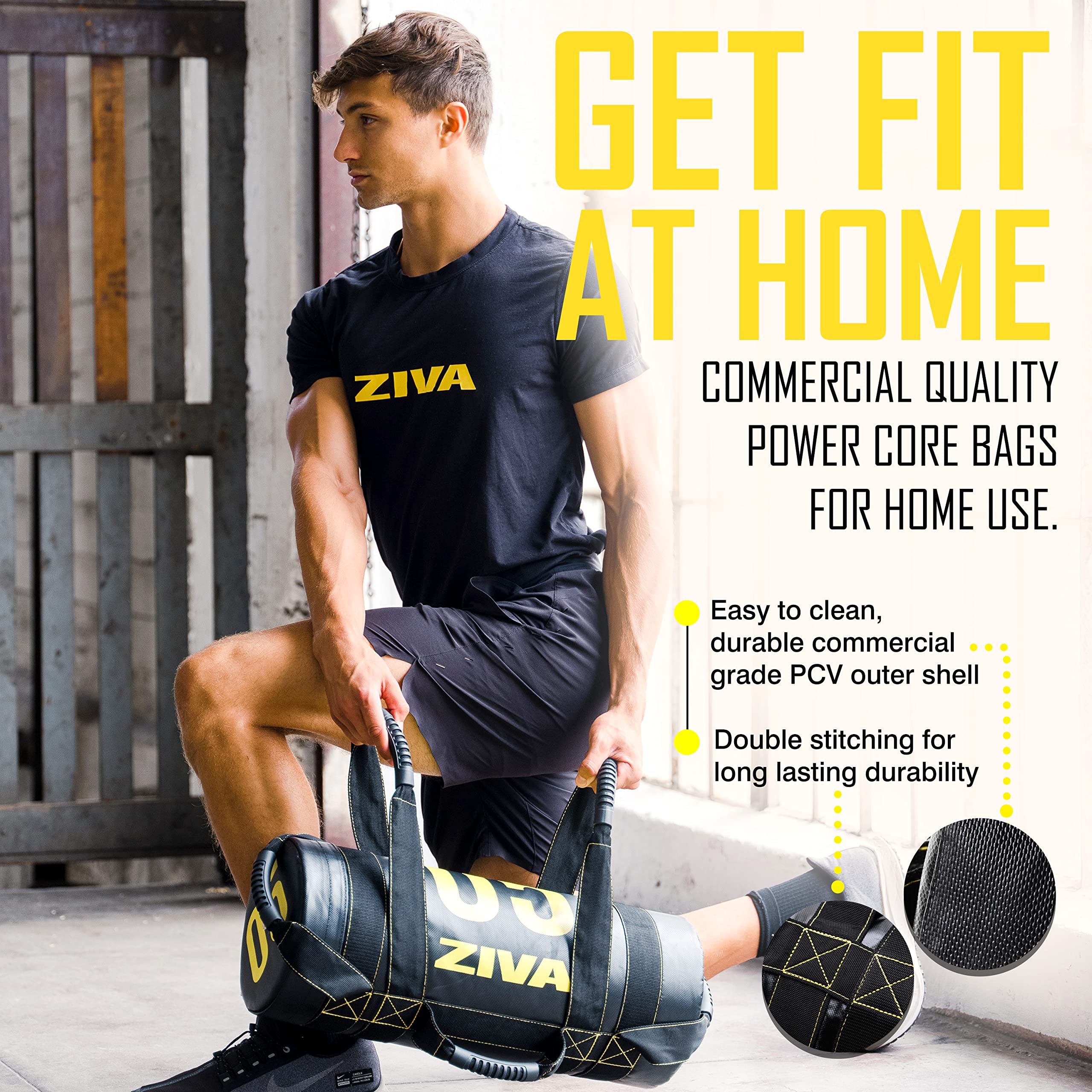 ZIVA Power Sandbag 10-50 lbs - Heavy Duty Weighted Sandbag for Strength Training, CrossFit & Home Gym Workouts | Durable Fitness Equipment with Handles for Functional Training | Perfect for HIIT, Rucking & Outdoor Exercise