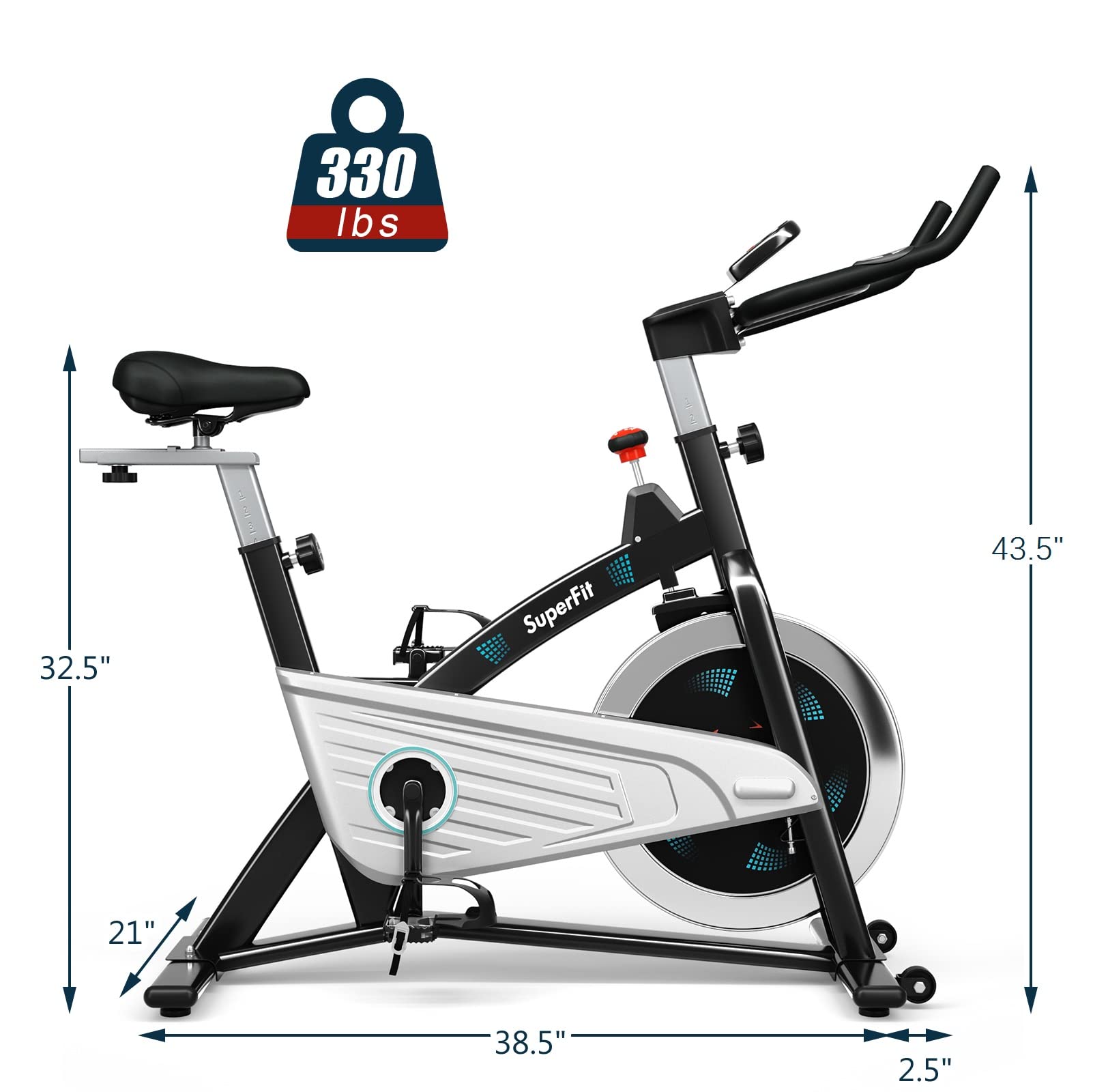 GYMAX Magnetic Stationary Bike - 30lbs Flywheel Indoor Cycling Bike with LCD Monitor & Heart Rate Sensor, Adjustable Cardio Exercise Bike for Home Gym - Perfect for Aerobic Workouts, Spinning Classes & Home Fitness Training