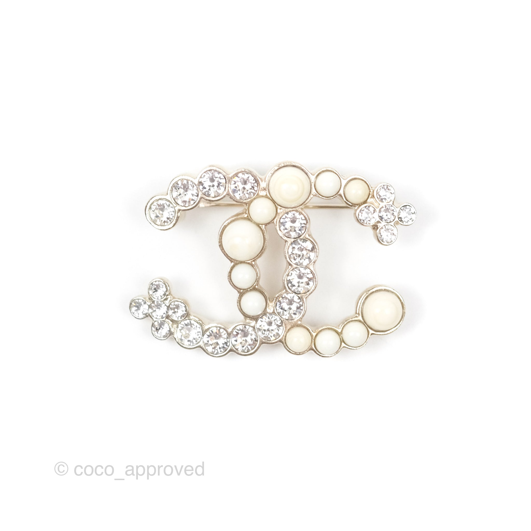 Chanel CC Logo Resin Crystal Brooch in Gold Tone - 23A Collection | Elegant Accessory for Women's Jackets, Bags & Formal Attire