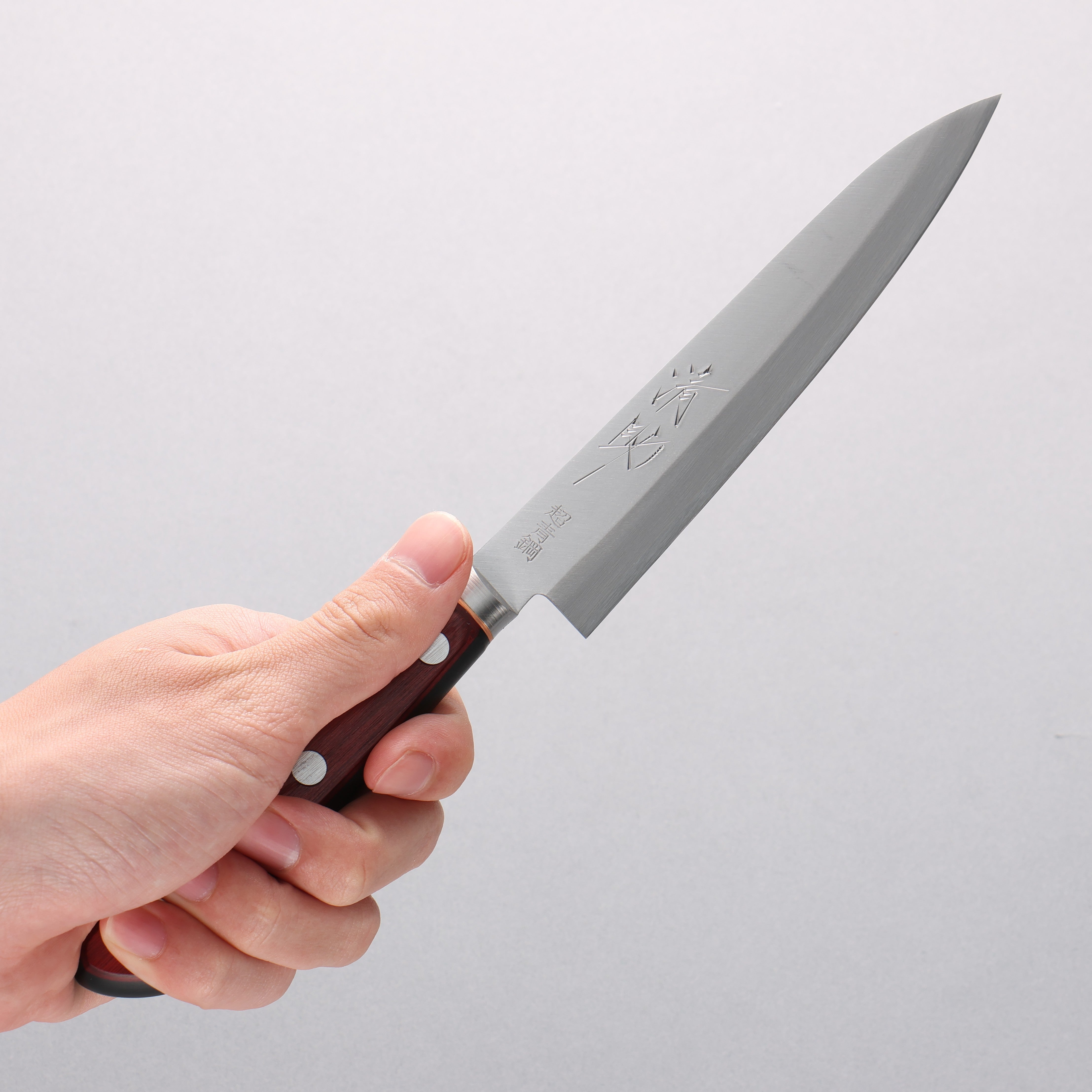 Seisuke Blue Super Petty Utility Knife 145mm with Red Pakka Wood Handle - Perfect for Precision Slicing, Peeling & Garnishing in Home Kitchens & Professional Cooking