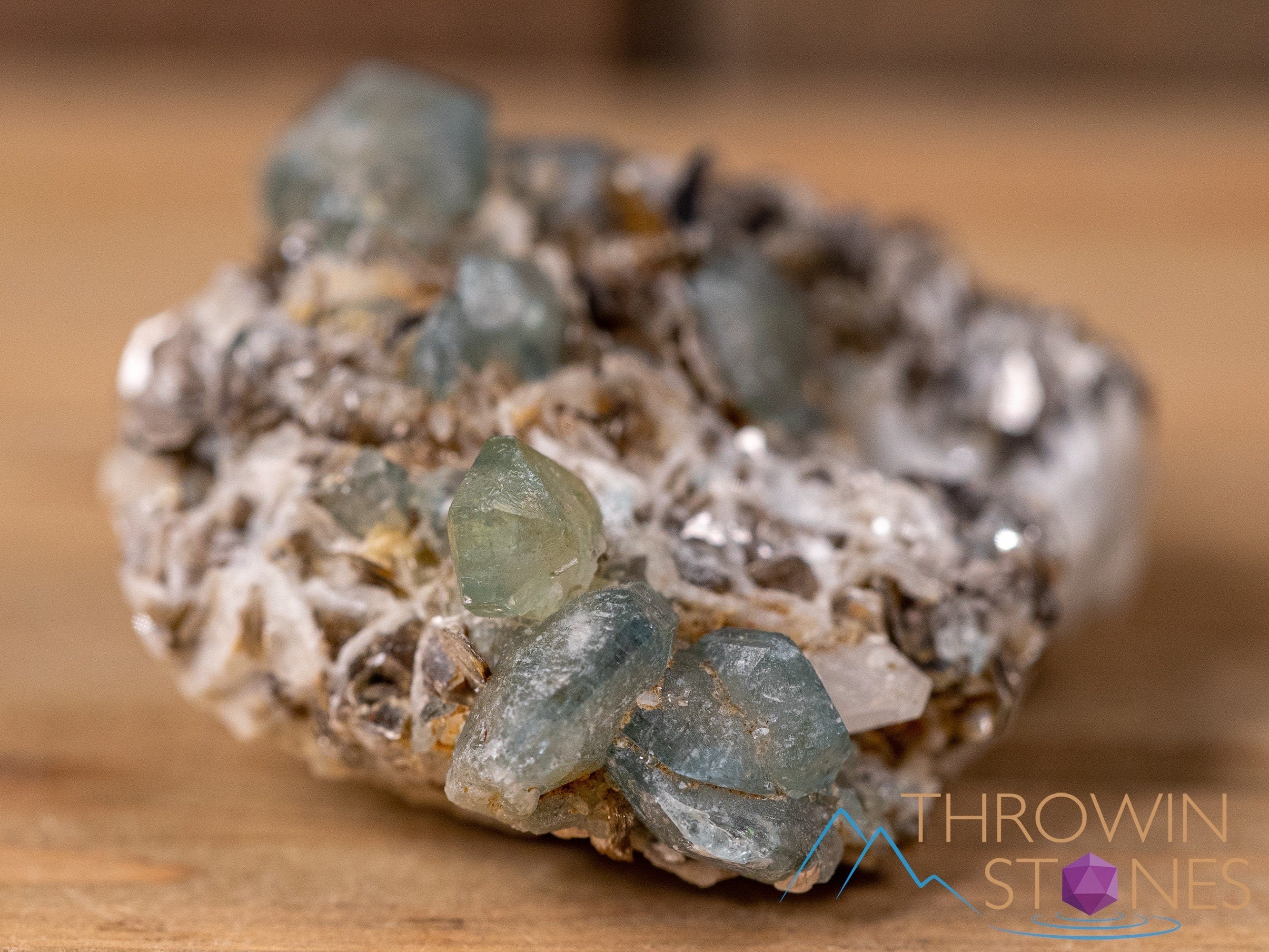 Natural Apatite on Feldspar with Muscovite Raw Crystal Cluster - Healing Stones, Mineral Specimen, Housewarming Gift, Home Decor for Living Room & Office