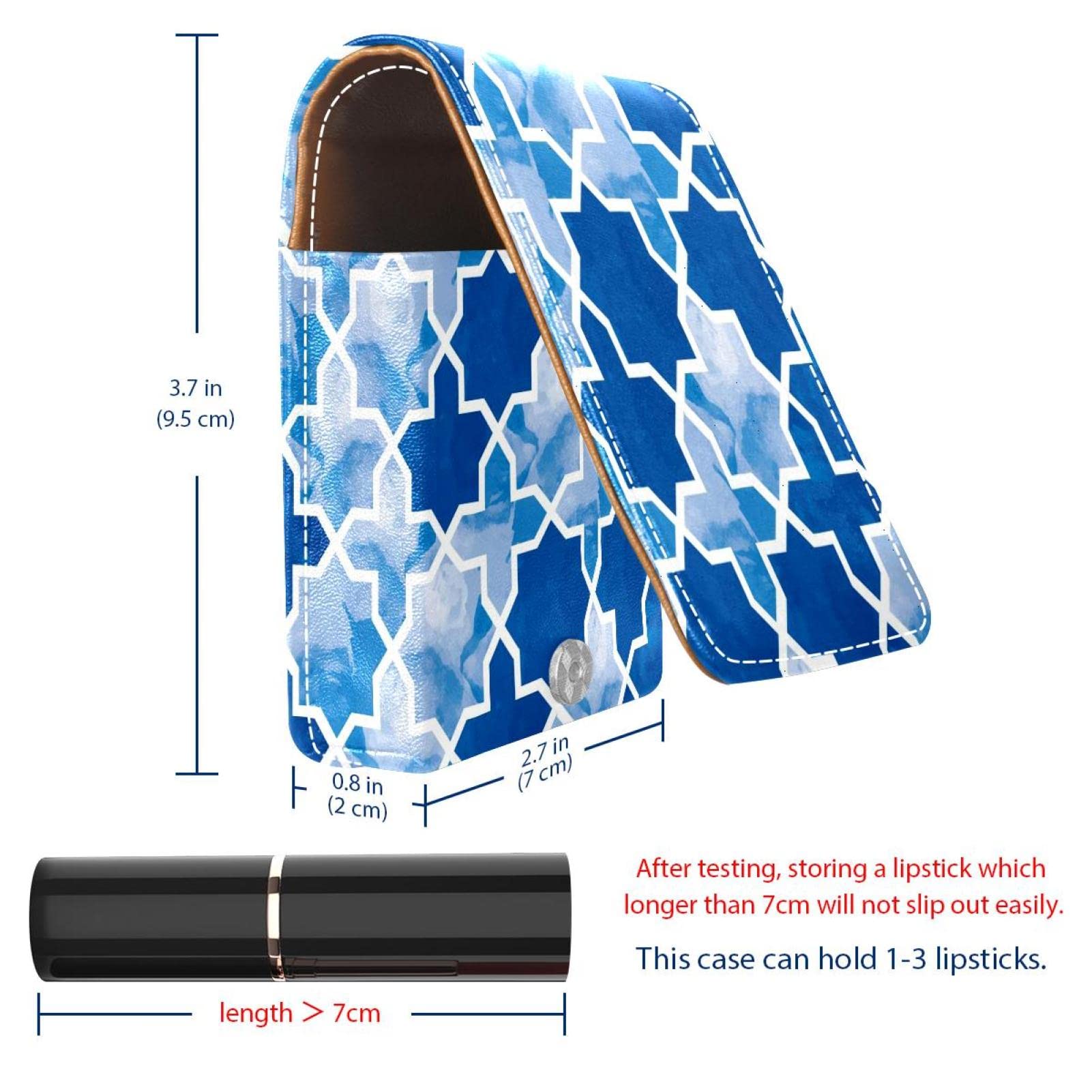 Personalized Lipstick Case - Blue Mosaic Makeup Pouch for Travel & Daily Use