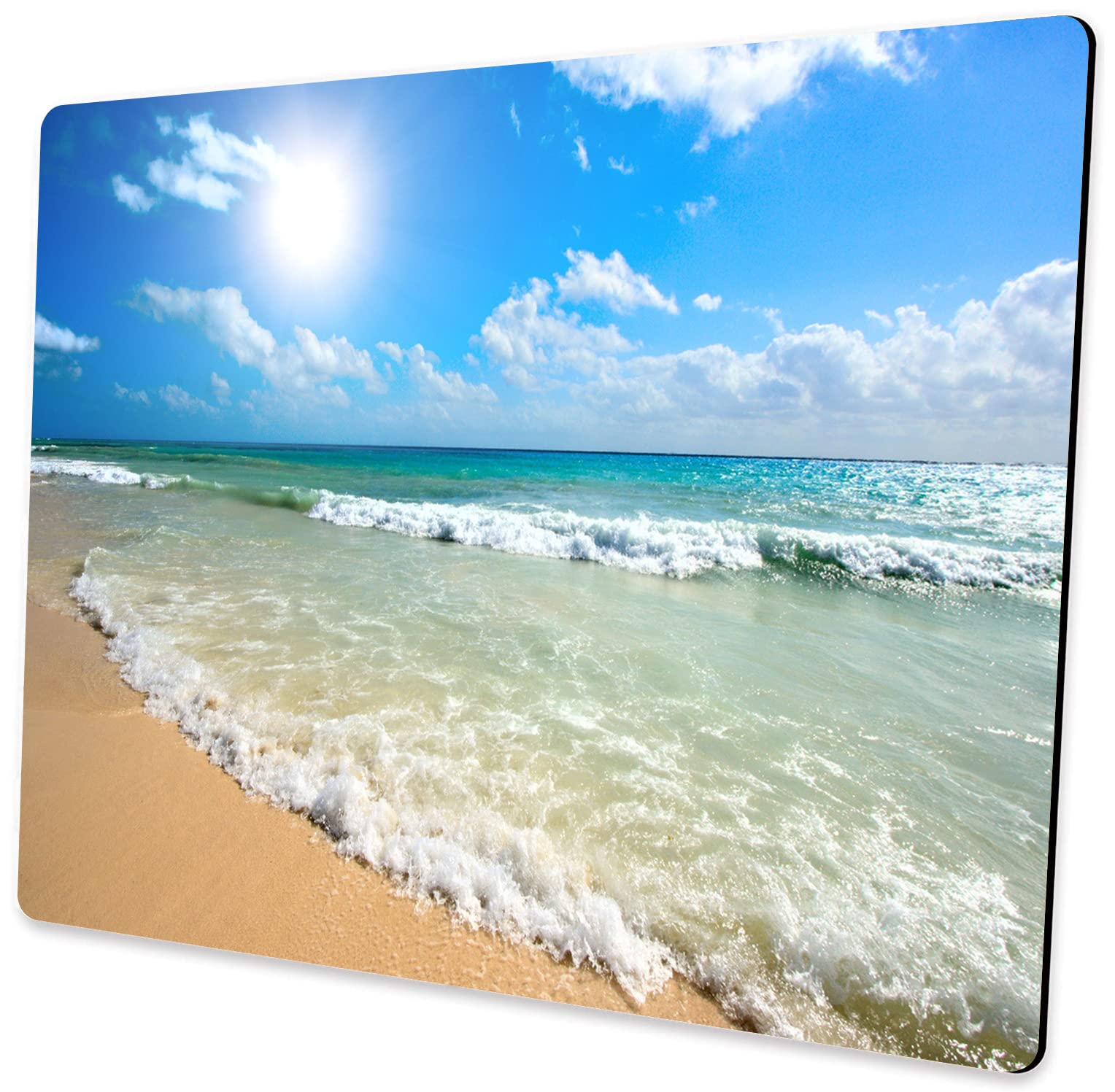Custom Square Gaming Mouse Pad - Non-Slip Rubber Base Office & Laptop Mouse Mat with Beach Ocean Wave Design | Perfect for PC Gaming, Work Desks & Home Office Setup
