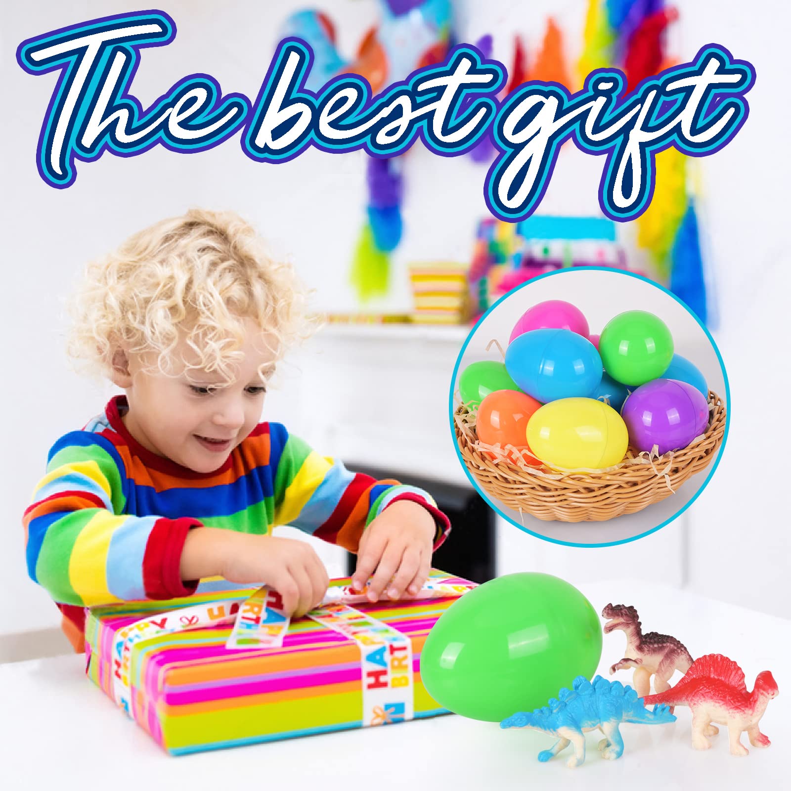 12-Piece Dinosaur Easter Egg Toys for Boys - Fun Easter Basket Stuffers, Kids Easter Gifts with Surprise Toys Inside - Perfect for Easter Egg Hunts, Party Favors & Toddler Gifts