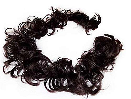 Inaaya 20g Dark Brown Wavy Curly Messy Hair Bun Extensions - Synthetic Hairpiece for Daily Styling, Parties & Cosplay