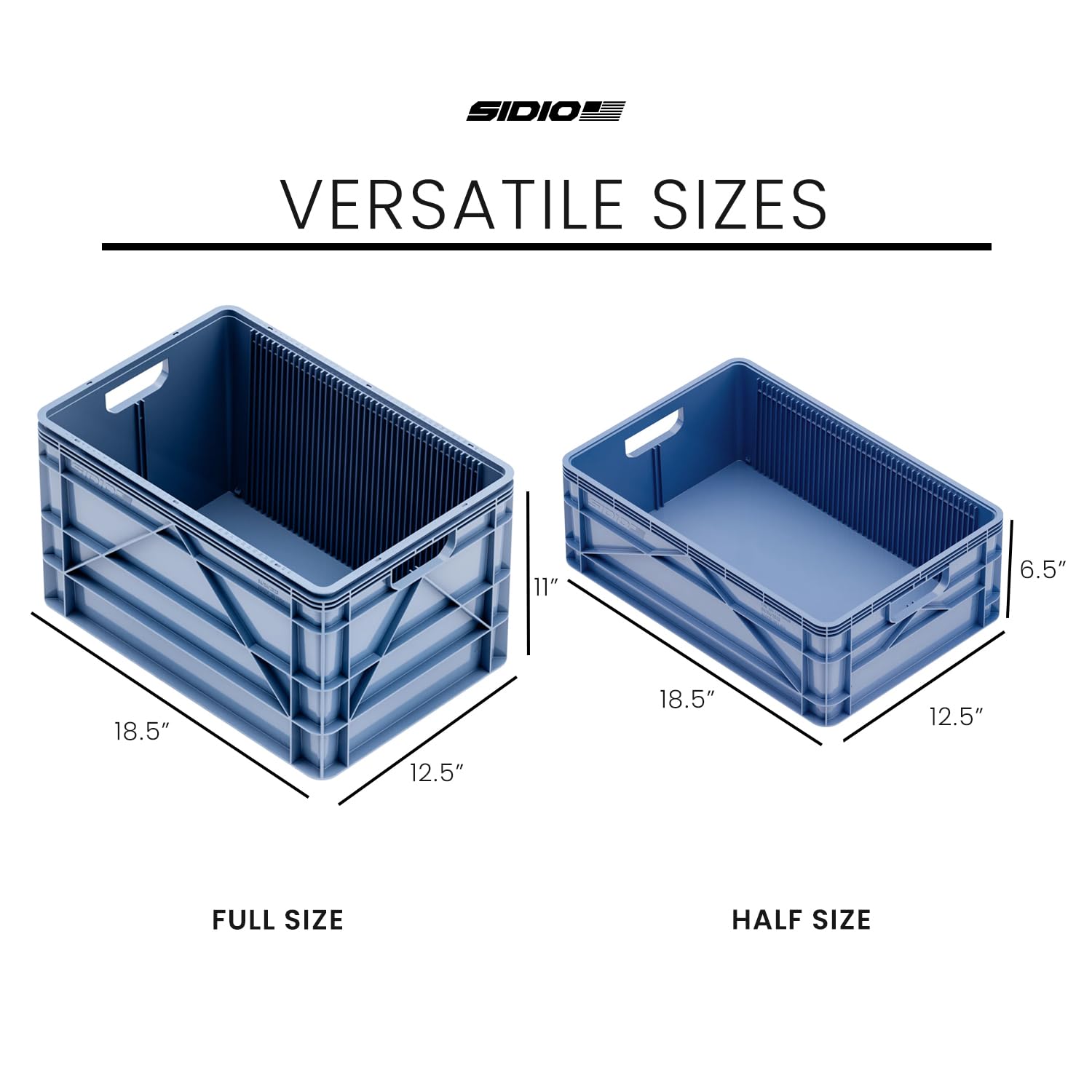 Heavy Duty Stackable Storage Bins - 2 Full-Size & 1 Half-Size Plastic Organizer with Dividers for Home, Office, Garage | Durable Totes & Containers for Closet Organization, Toy Storage, and Outdoor Gear