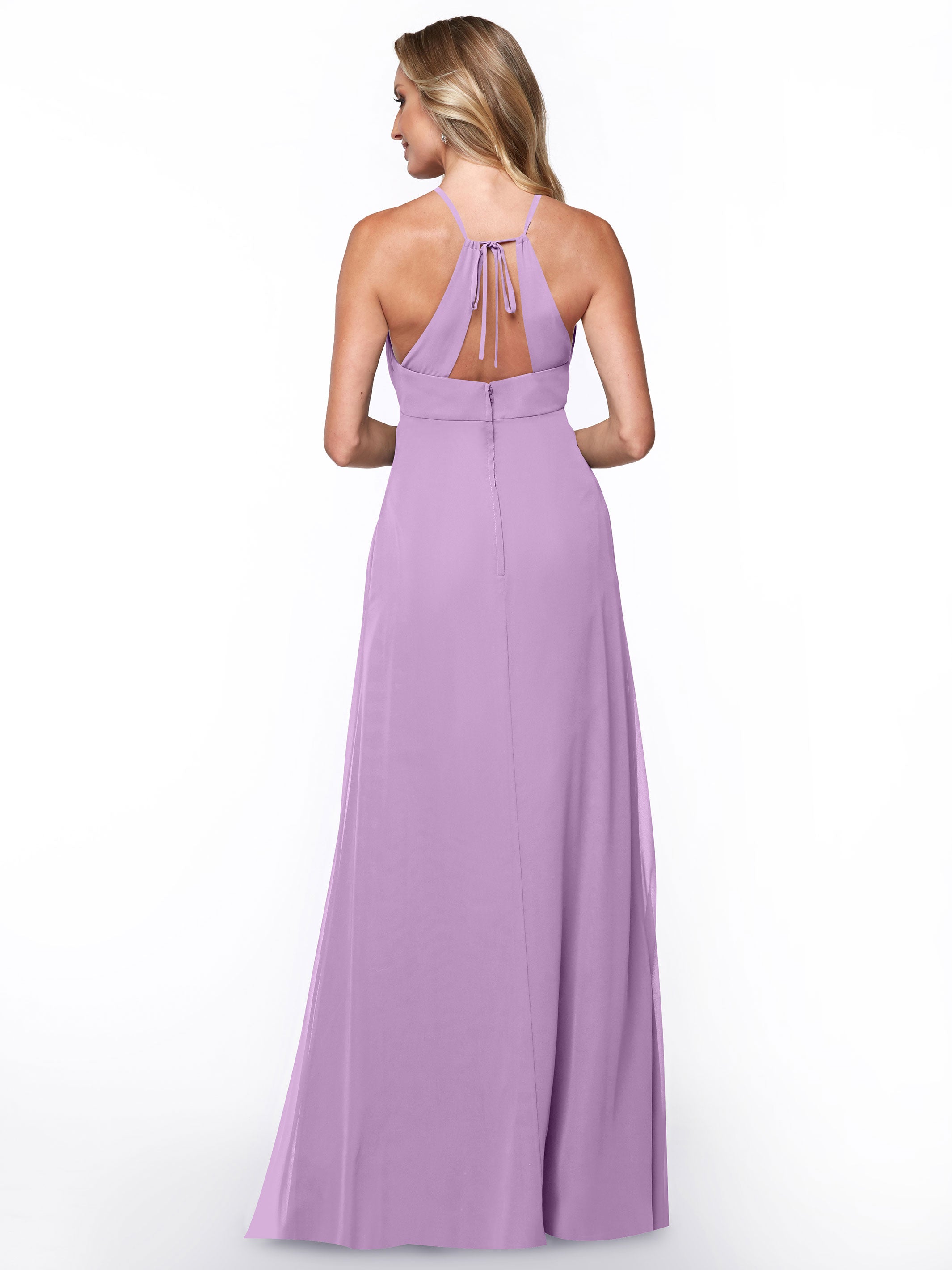 Elegant A-Line Chiffon Bridesmaid Dress with Keyhole Halter Neckline - Perfect for Weddings, Formal Events & Special Occasions