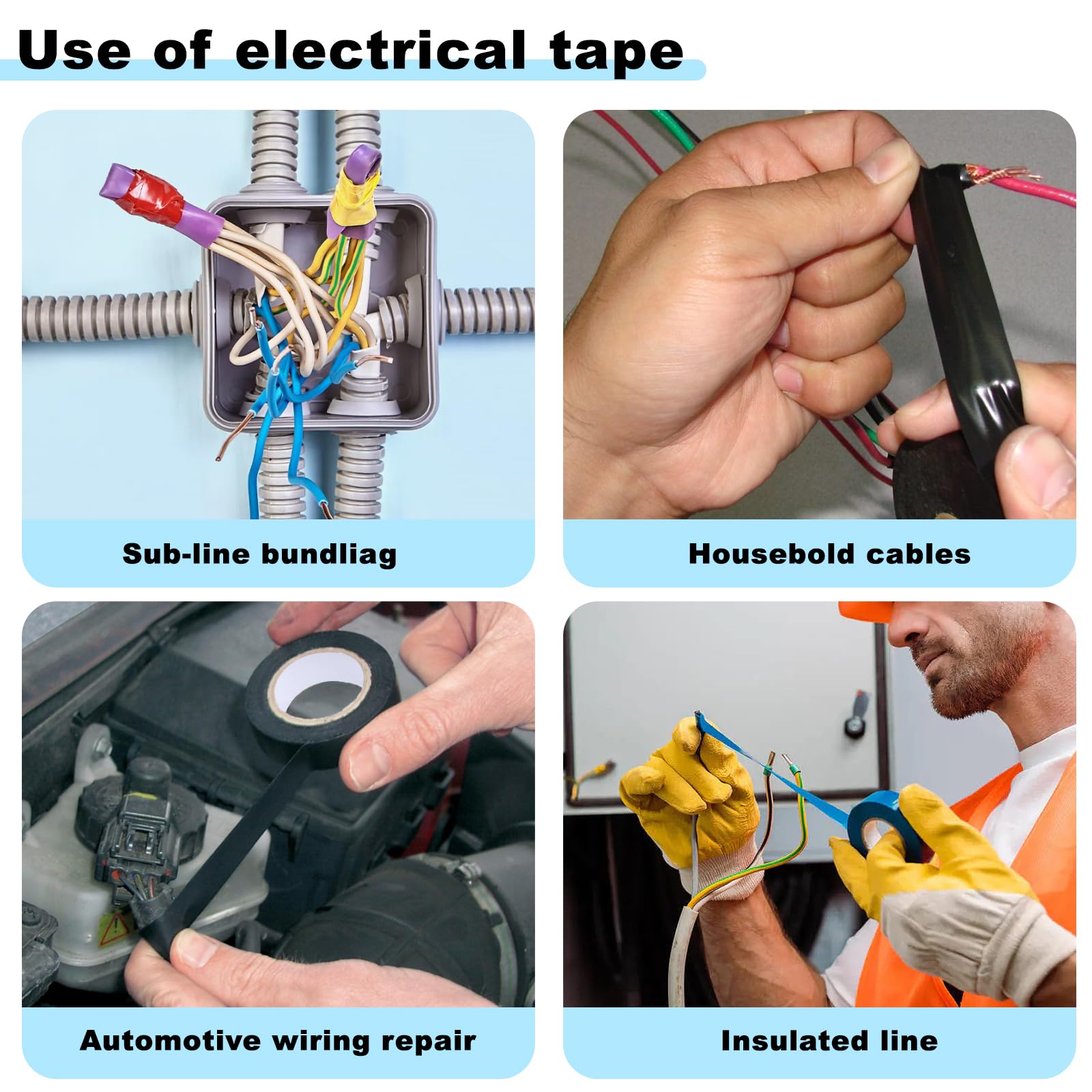 Romeda 9 Pack Colored Electrical Tape - Waterproof, UV & Oil Resistant Insulation Tape for Home, Office & Industrial Use - Perfect for Wiring, Cable Management & DIY Electrical Projects