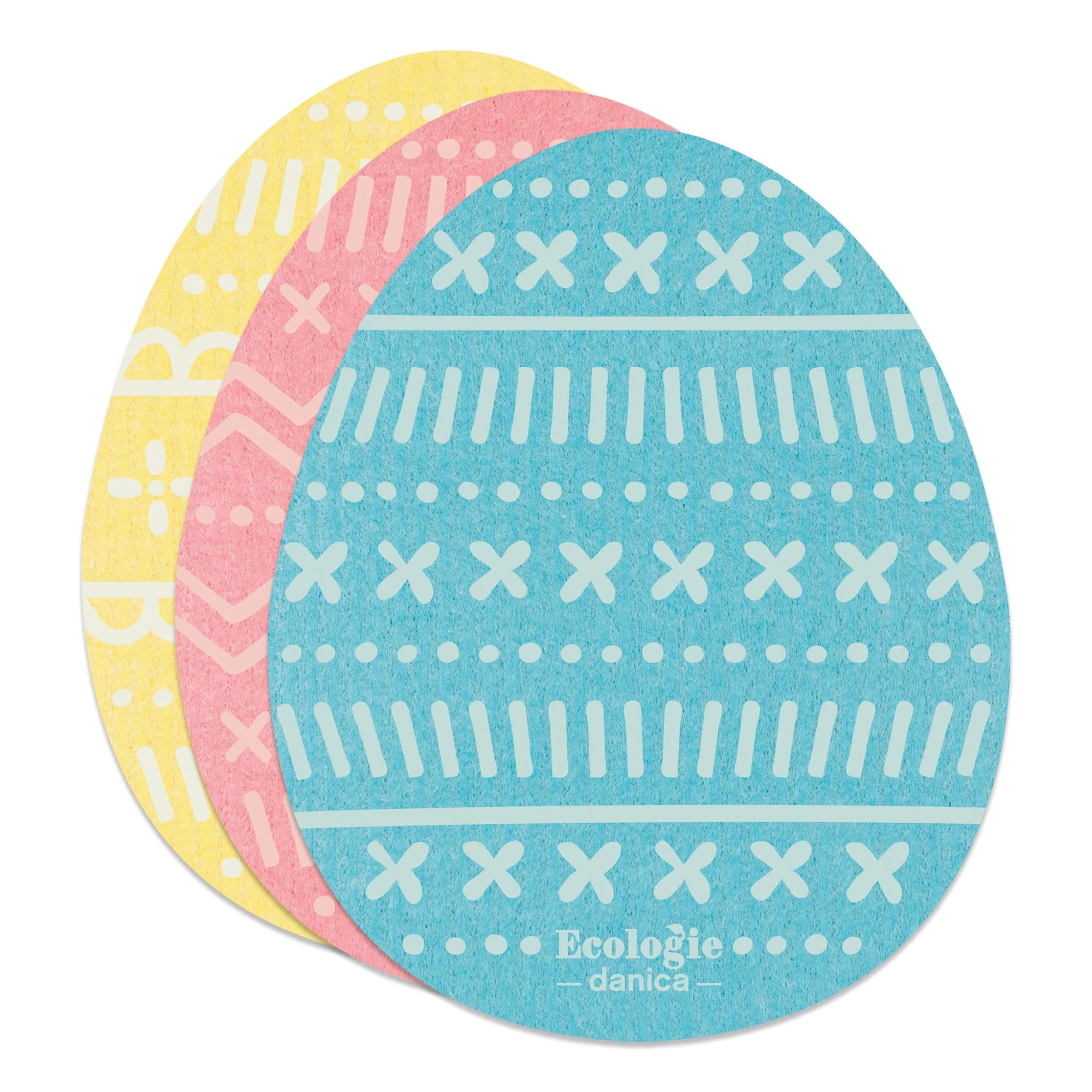 Eco-Friendly Swedish Dish Cloth Set of 3 - Easter Egg Design | Reusable & Absorbent Kitchen Towels for Cleaning, Dish Drying & Home Decor