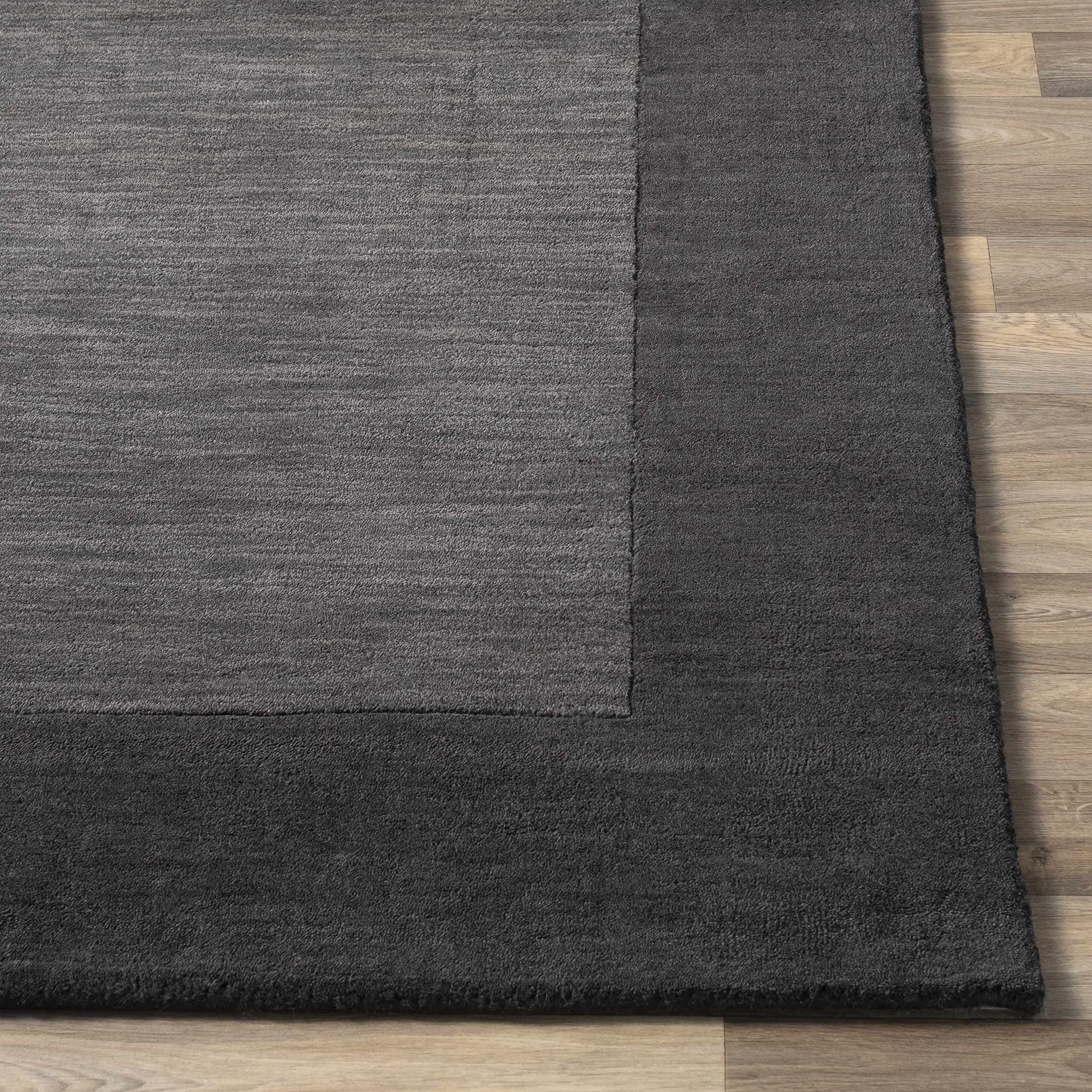 Premium Hauteloom Talmage Wool Runner Rug for Hallway & Kitchen - Solid Border Design in Gray & Black - 2'6