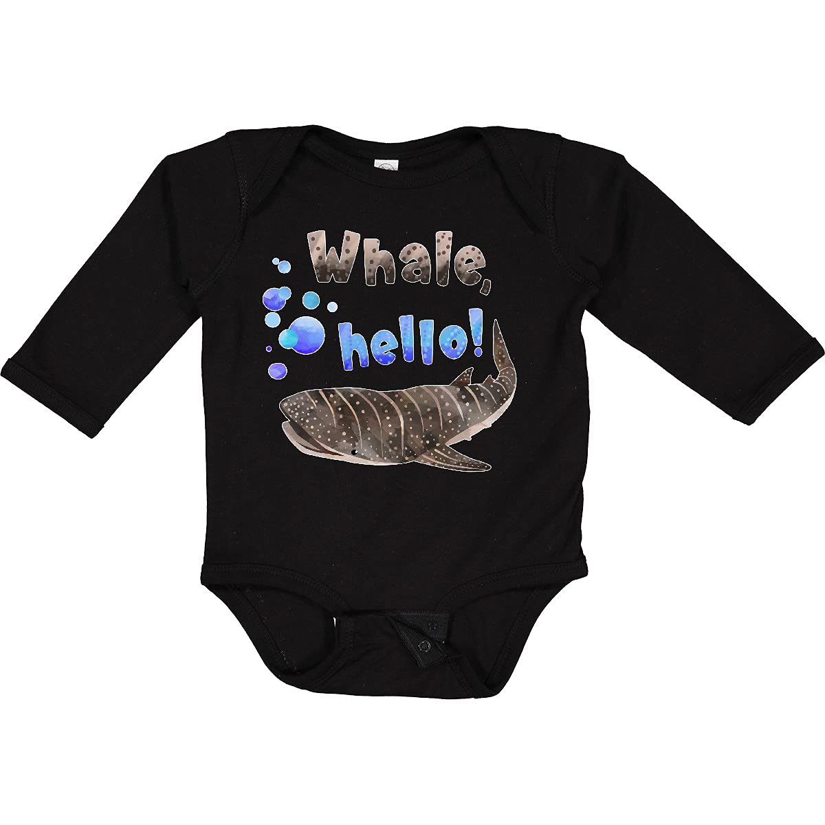 Inktastic Whale Hello Cute Whale Shark with Bubbles Long Sleeve Baby Bodysuit - Adorable Ocean-Themed Outfit for Newborns, Infants & Toddlers - Perfect for Beach Trips, Photo Shoots & Everyday Wear