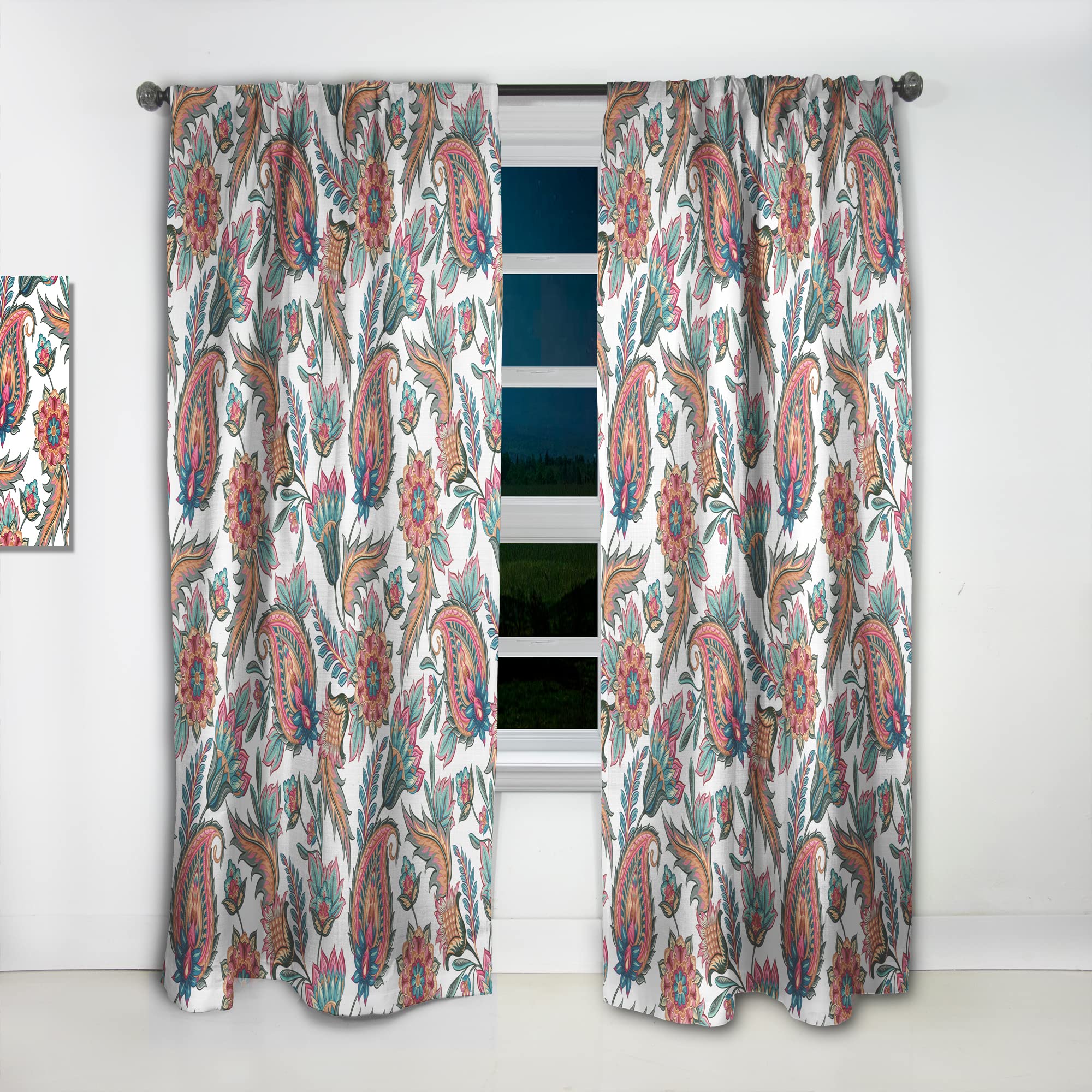 DesignQ Floral Paisley Curtains - Thermal Insulated Single Panel (52x108) for Bedroom & Living Room - Elegant Window Drapes for Home Decor & Temperature Control