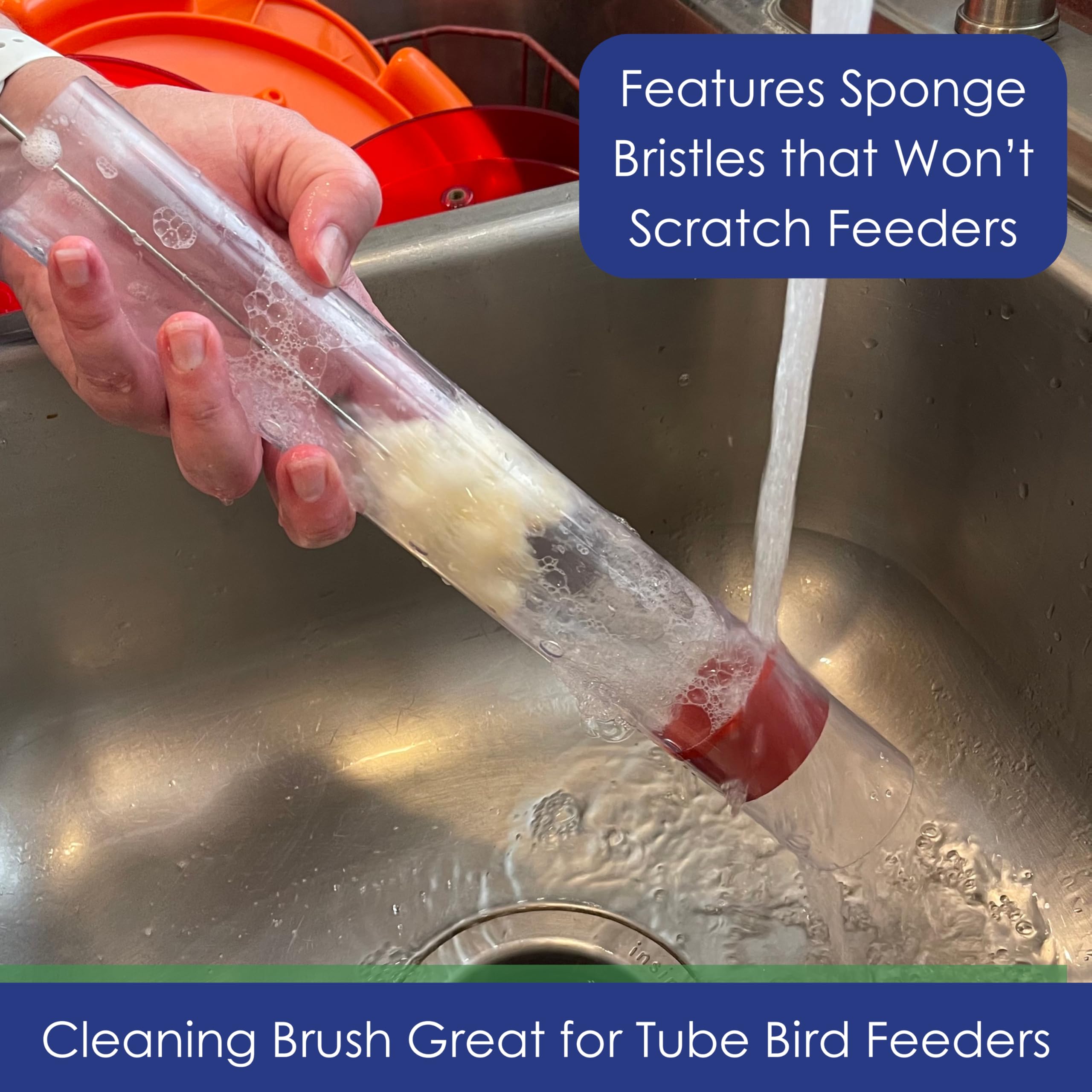 **Nectar Feeder Sponge Cleaning Brush – Scratch-Free, Safe for Plastic Feeders – Perfect for Hummingbird & Oriole Feeders**