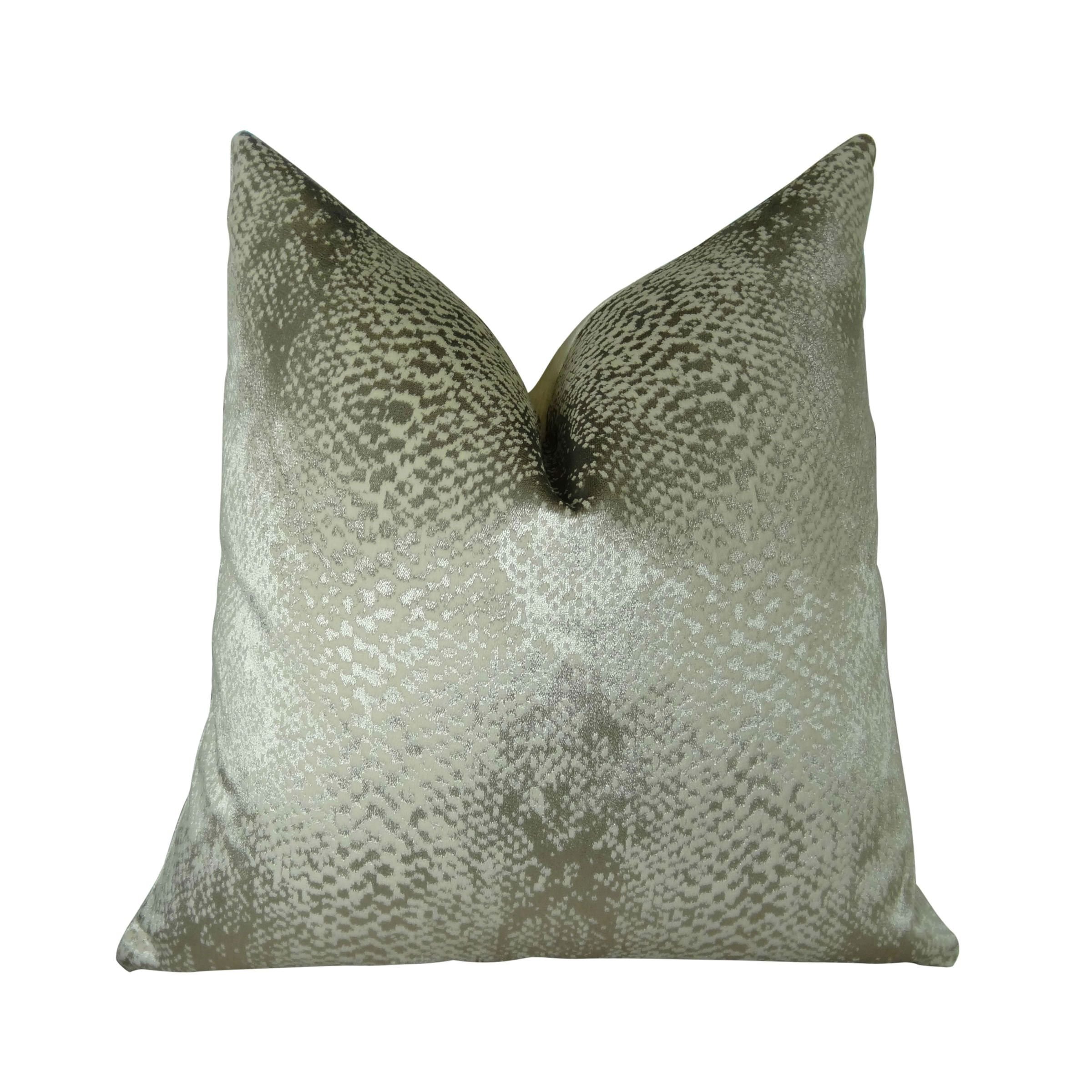 Luxury Designer Silver Metallic Throw Pillow - Handmade Decorative Cushion for Sofa, Bed & Living Room - Elegant Silver Ivory Scale Pattern - Premium US-Made Home Decor Accessory
