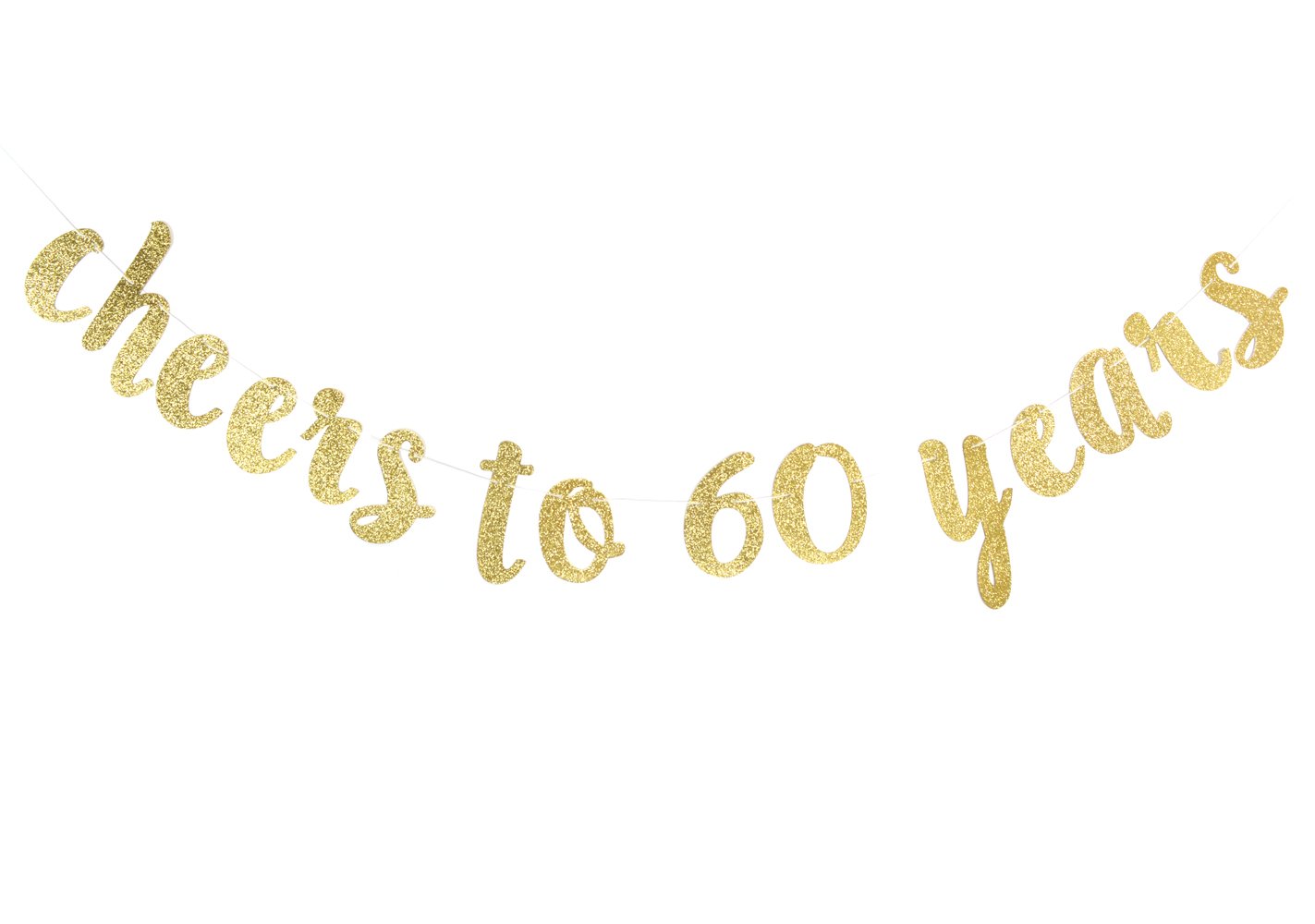 Cheers to 60 Years Banner - Gold Happy 60th Birthday Party Decorations & 60th Wedding Anniversary Sign - Perfect for Milestone Celebrations, Retirement Parties, and Golden Anniversary Events