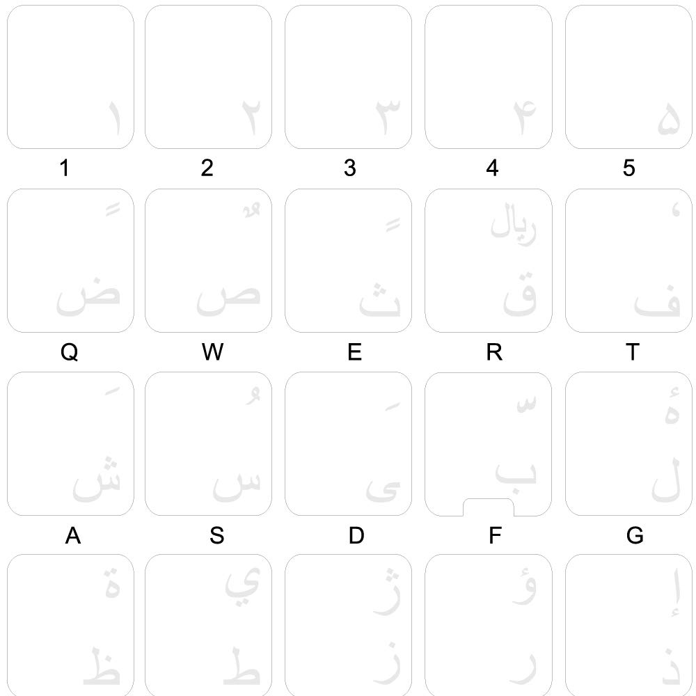 FARSI (Persian) Keyboard Sticker - White Letters on Clear Background for PC, Laptop, MacBook - Perfect for Typing in Persian/Farsi at Home, Office or School