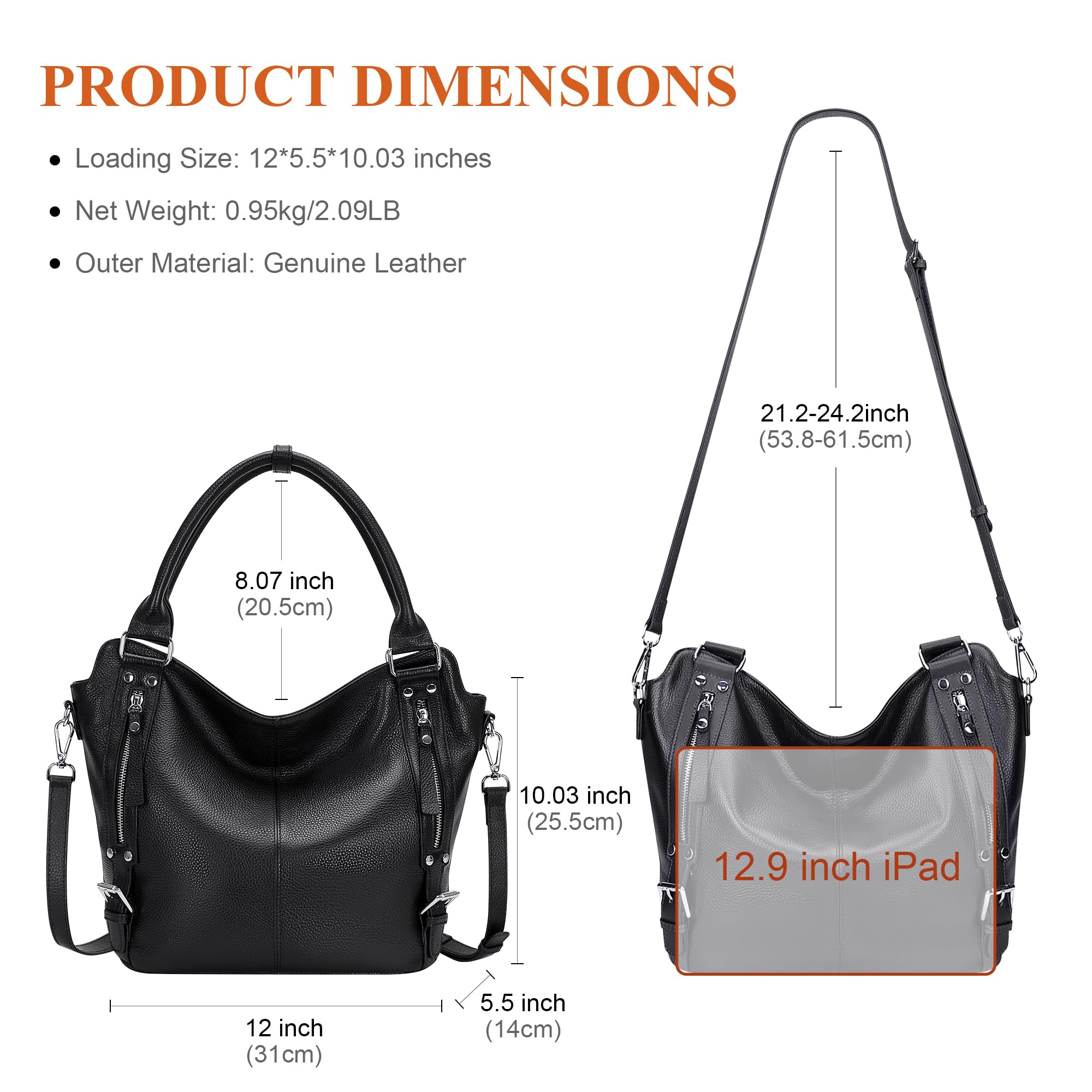 Genuine Leather Handbags for Women - Stylish Hobo Shoulder Bags & Ladies Tote Purse | Perfect for Work, Travel & Everyday Use