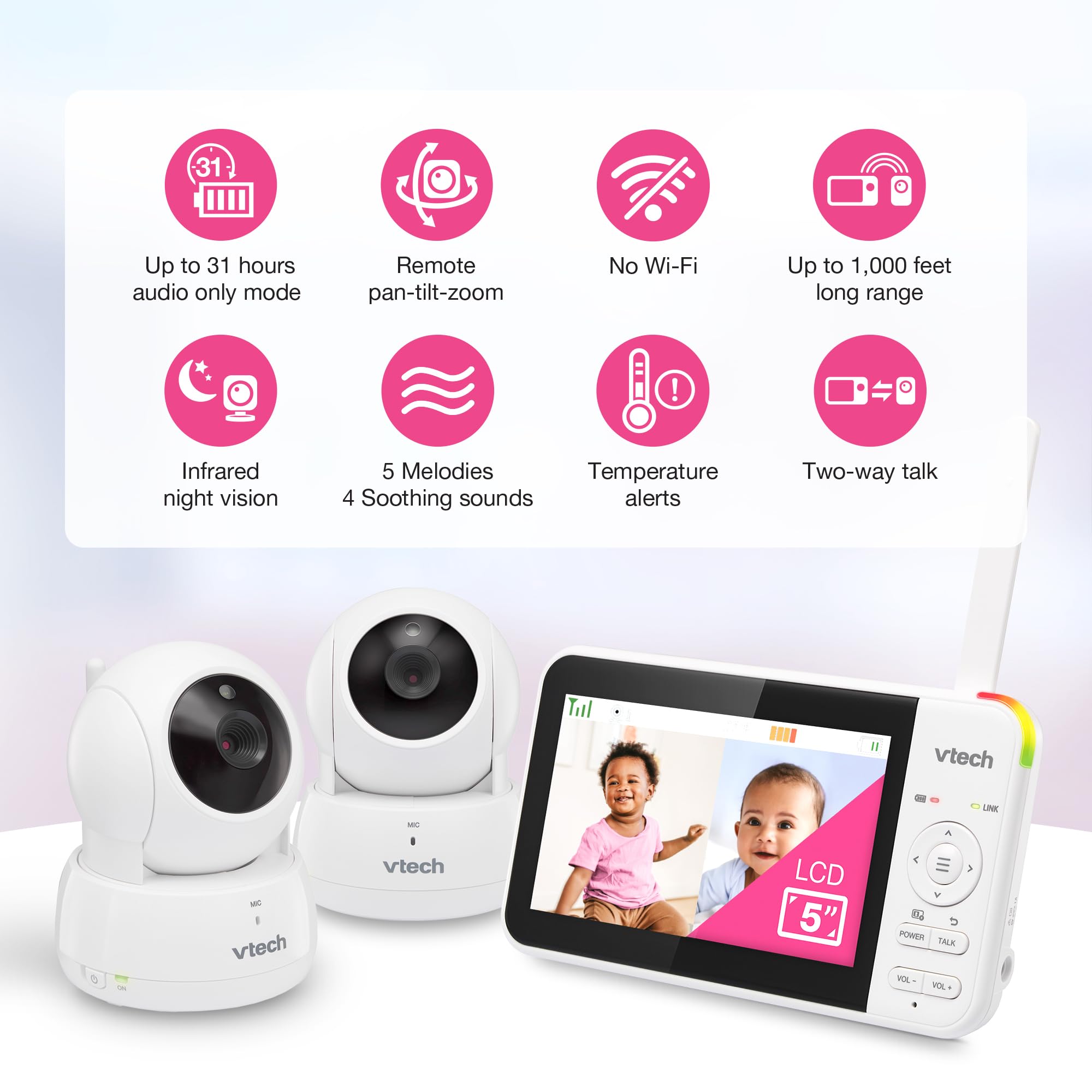 VTech VM924-2 Remote Pan-Tilt-Zoom Baby Monitor with 2 Cameras - 5