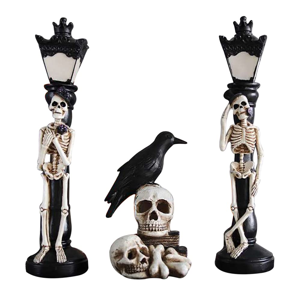 Ochine Halloween Skull Candle Holder - Flameless LED Skeleton Ghost Hand Lamp with Vintage Design for Home, Party & Outdoor Decor | Spooky Ambiance Lighting for Halloween, Haunted Houses & Gothic Themed Events