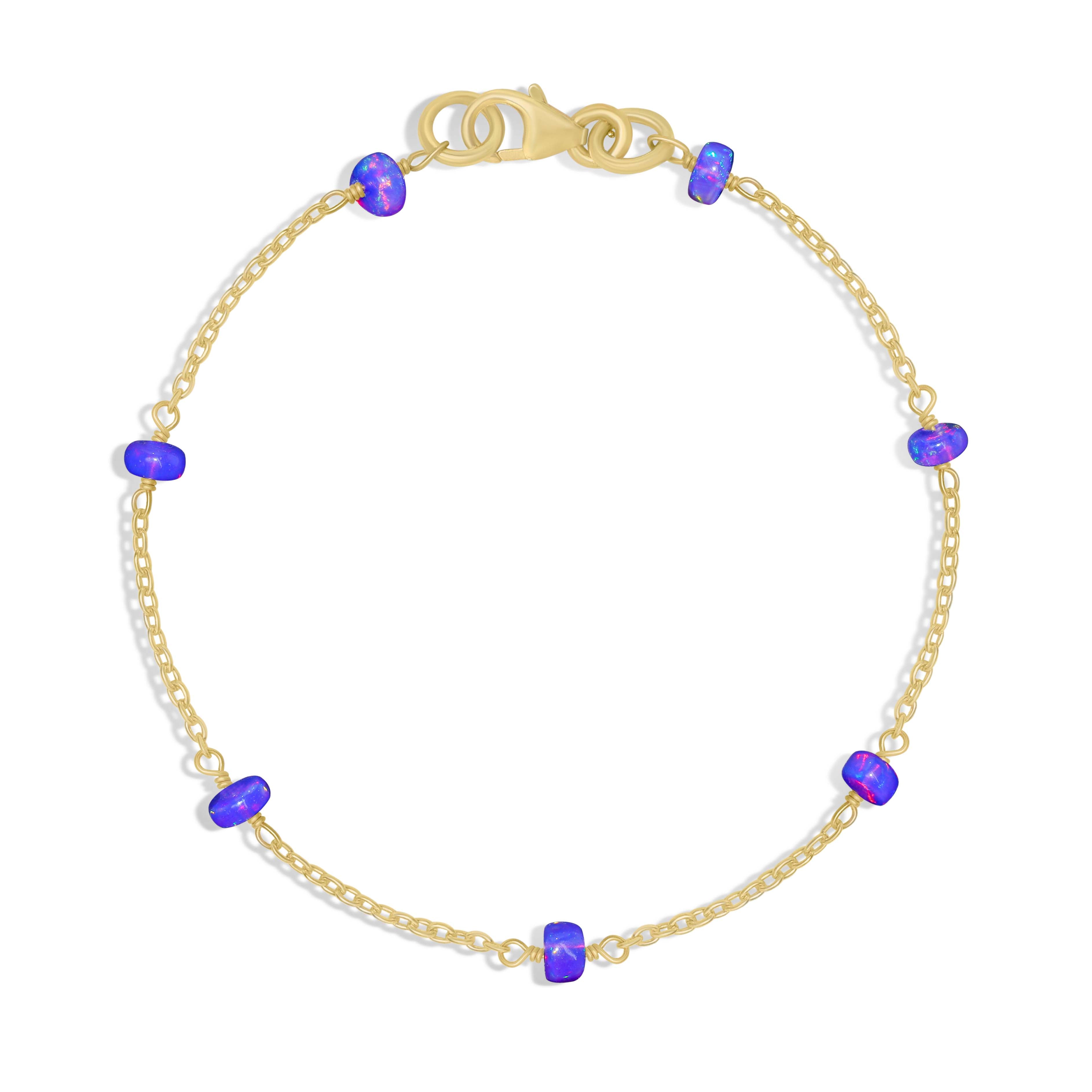 Natural Lavender Opal Smooth Beads Chain Bracelet for Women - Handmade Gemstone Jewelry for Boho Style, Gift Giving & Everyday Wear