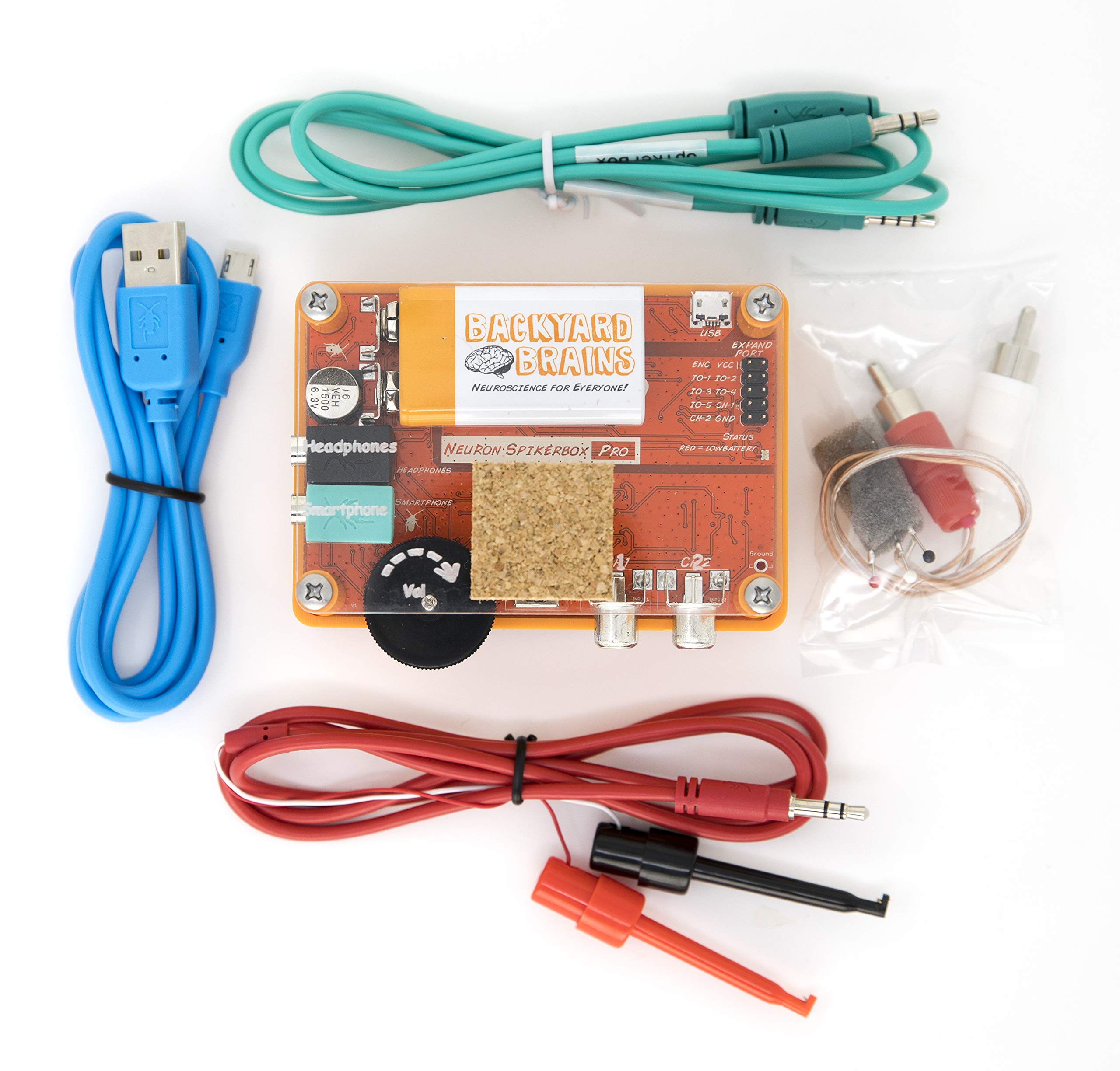 Backyard Brains Neuron SpikerBox Pro - Neuroscience DIY Kit for Kids & Adults | Educational Science Toy for Brain Experiments | Perfect for Classroom STEM Learning & Home Science Discovery Projects