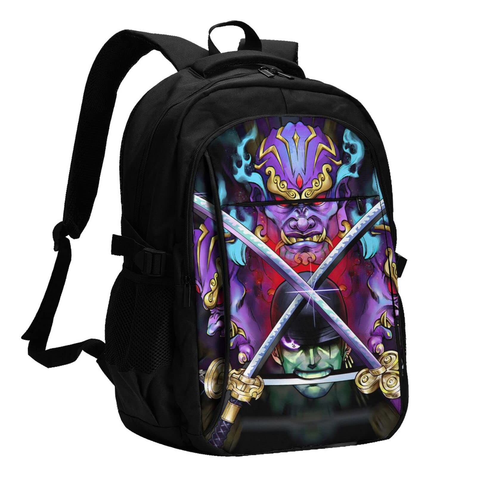 Anime Zoro One Piece Laptop Backpack - Anti-Theft Unisex Computer Bag with Headphone Port | Perfect for School, Work & Travel | Lightweight & Durable for Daily Use