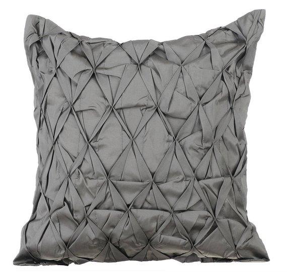Between Spaces Gray Taffeta Decorative Euro Sham Pillow Cover - Luxury Bedroom Decor for Modern Home, Hotel & Airbnb Styling