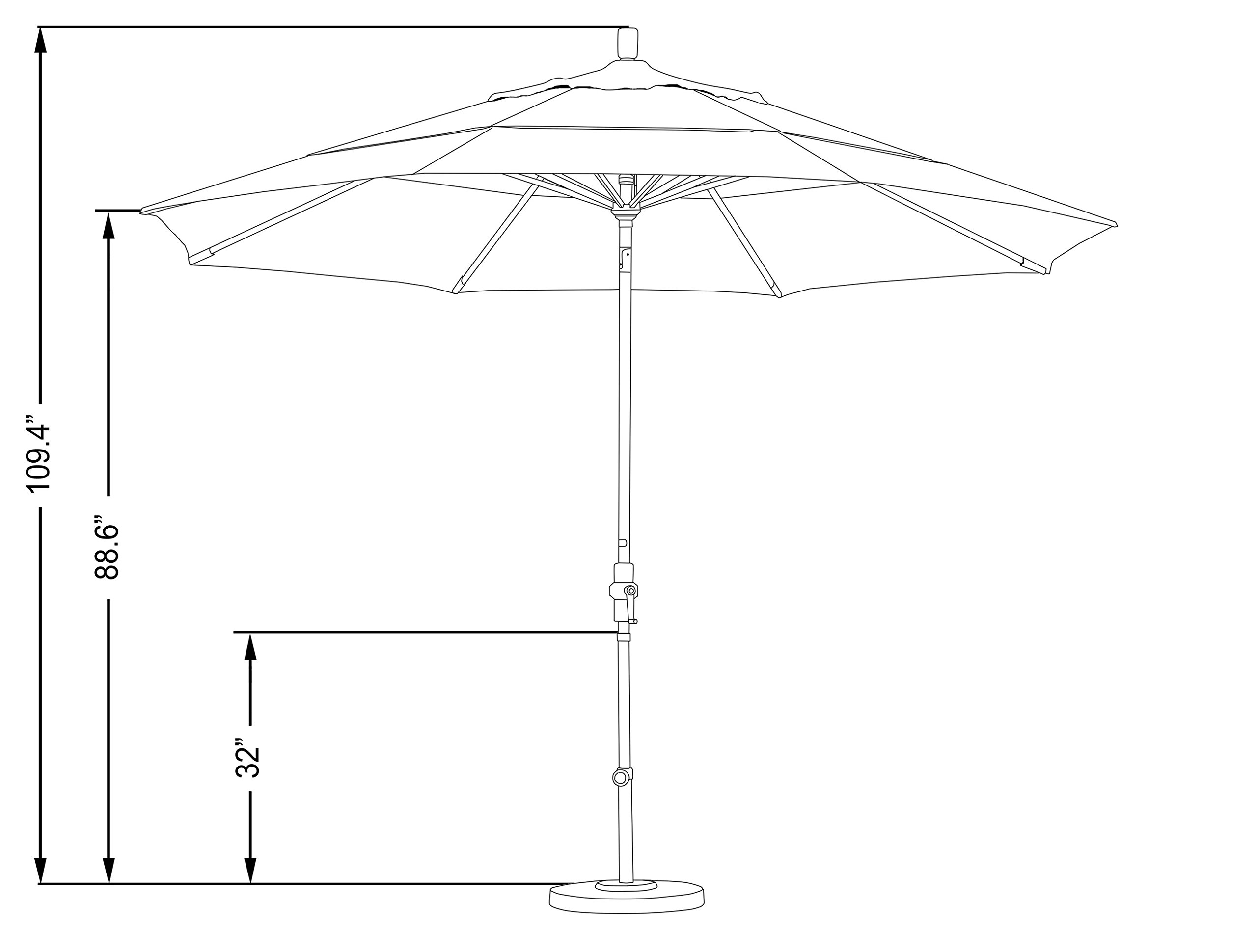 11' Aluminum Market Umbrella with Crank & Tilt - Sunbrella Wheat for Patio & Outdoor Dining