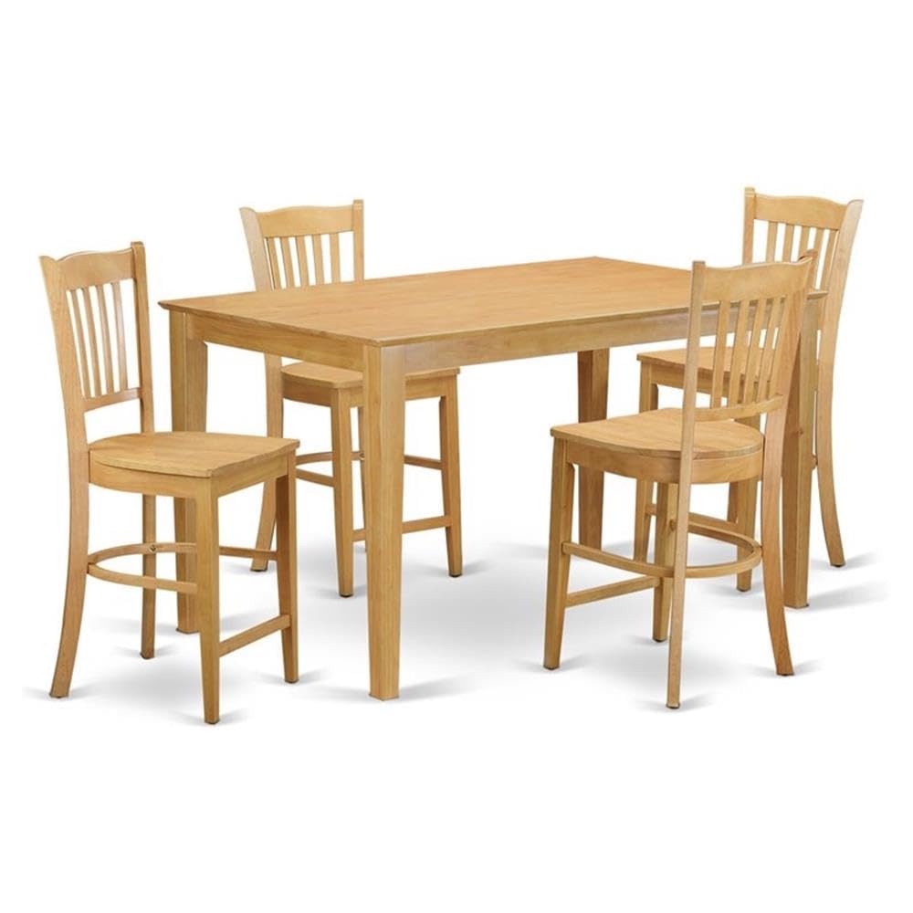East West Furniture 5-Piece Counter Height Dining Set - Rectangle Dinette Table & 4 Kitchen Chairs, 36x60 Inch, Oak Finish - Perfect for Small Kitchens, Breakfast Nooks & Compact Dining Spaces
