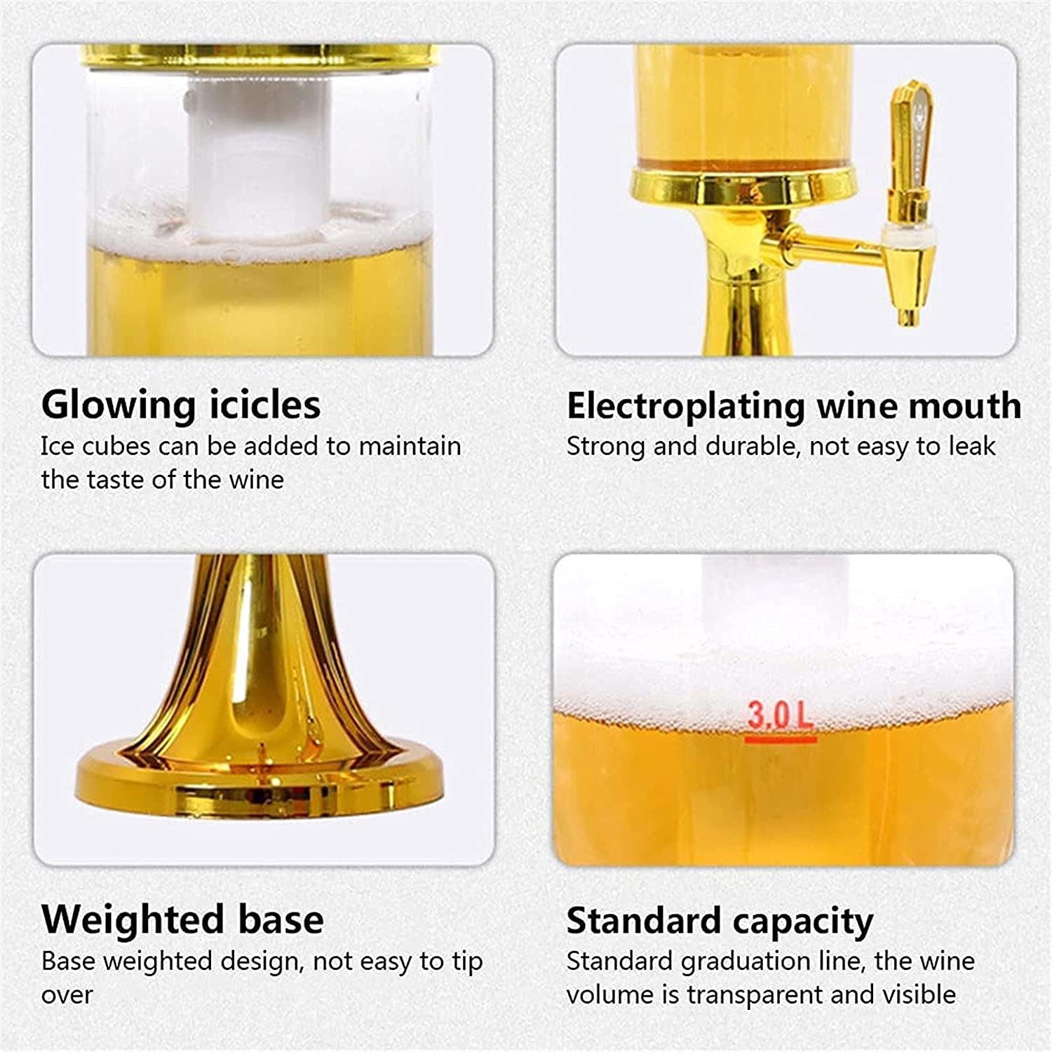 LED Beer Tower Dispenser with Ice Tube - Colorful Light Up Tabletop Wine & Juice Dispenser for Bar, Party, Restaurant, KTV, BBQ - Perfect for Events, Gatherings & Nightlife Entertainment