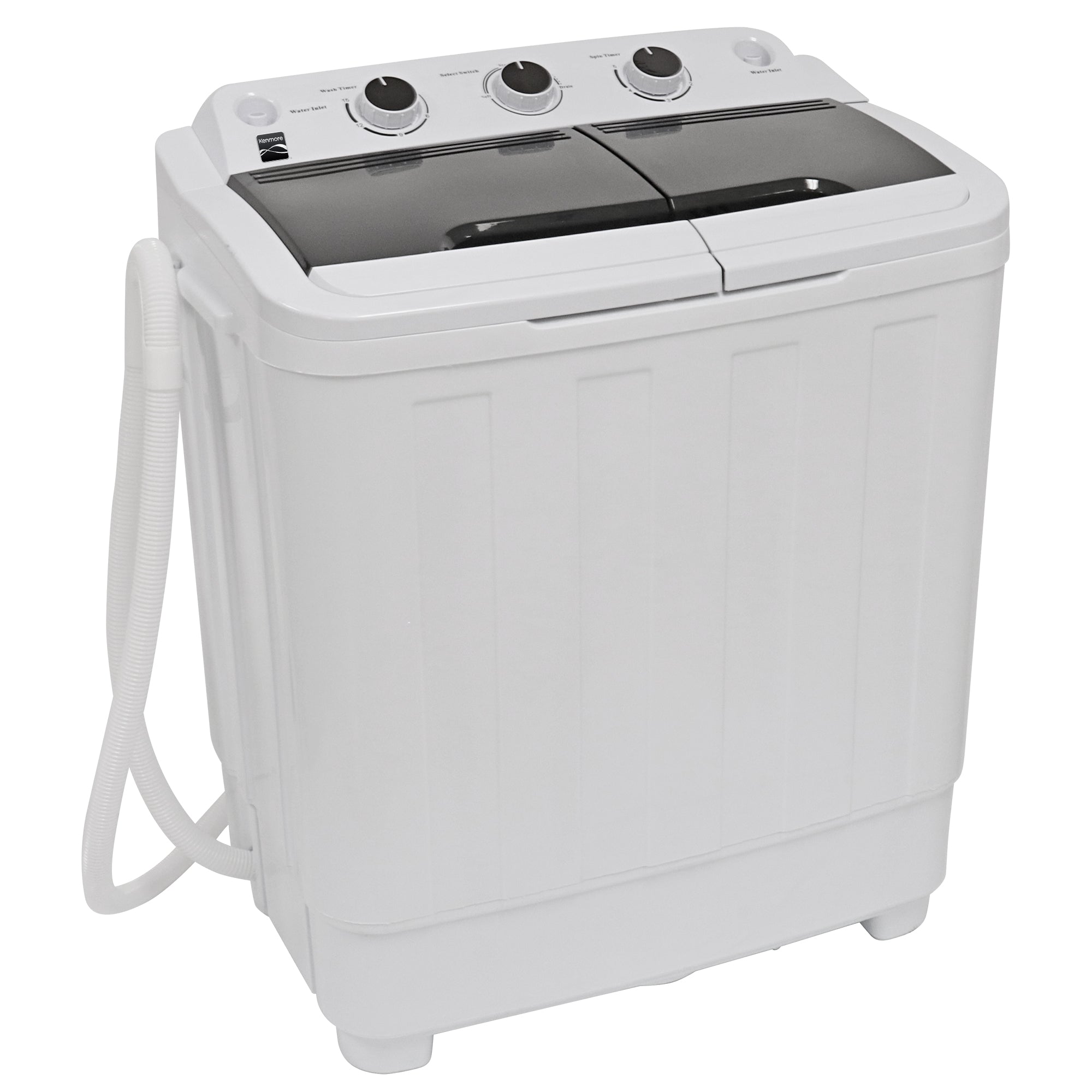 Kenmore Portable Washing Machine 15.5 Lbs Capacity - Compact Twin Tub Washer & Spin Dryer for Small Spaces | Automatic Timer, Dual Motors & Built-In Drain Pump | Perfect for Apartments, Dorms, RVs & Camping | White