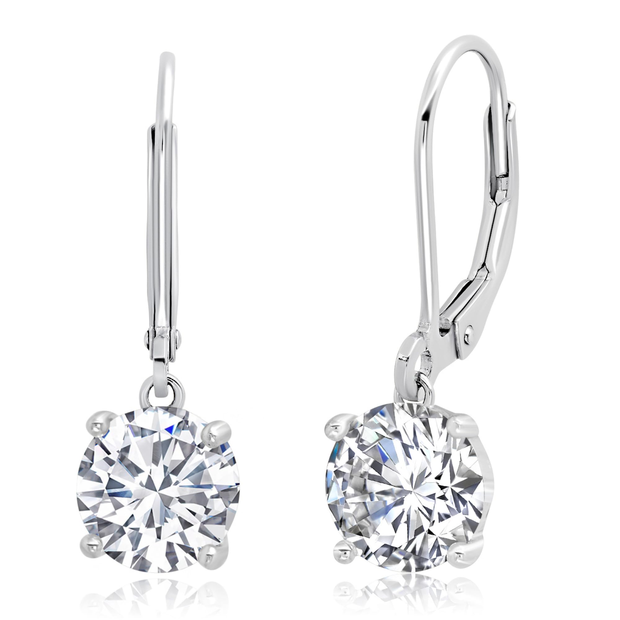 Sterling Silver Cubic Zirconia Drop Earrings for Women | 2-4 CT.TW Leverback CZ Dangle Earrings | Elegant Evening & Wedding Jewelry Gift by MAX + STONE | Perfect for Parties, Date Nights & Special Occasions