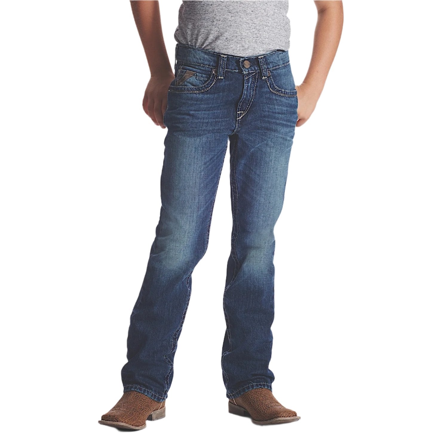 Ariat Boys B5 Boundary Stackable Straight Leg Jeans - Durable Denim Pants for Kids | Perfect for School, Play & Outdoor Activities