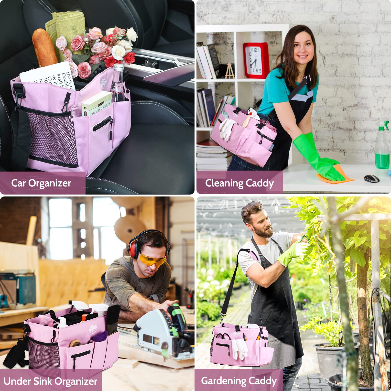 Large Wearable Cleaning Caddy Bag with Handle, Adjustable Shoulder & Waist Straps - Organize Cleaning Supplies, Furniture Storage & Car Accessories | Perfect for Home Cleaning, Car Detailing & Office Organization