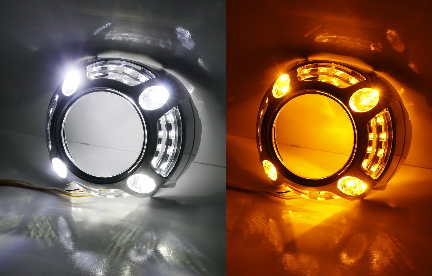 3.0 H1 Bi-Xenon Projector Lens with Porsche Style 4 LED DRL Shroud - High Performance Headlight Upgrade for Cars, Trucks & SUVs - Perfect for Night Driving & Custom Builds