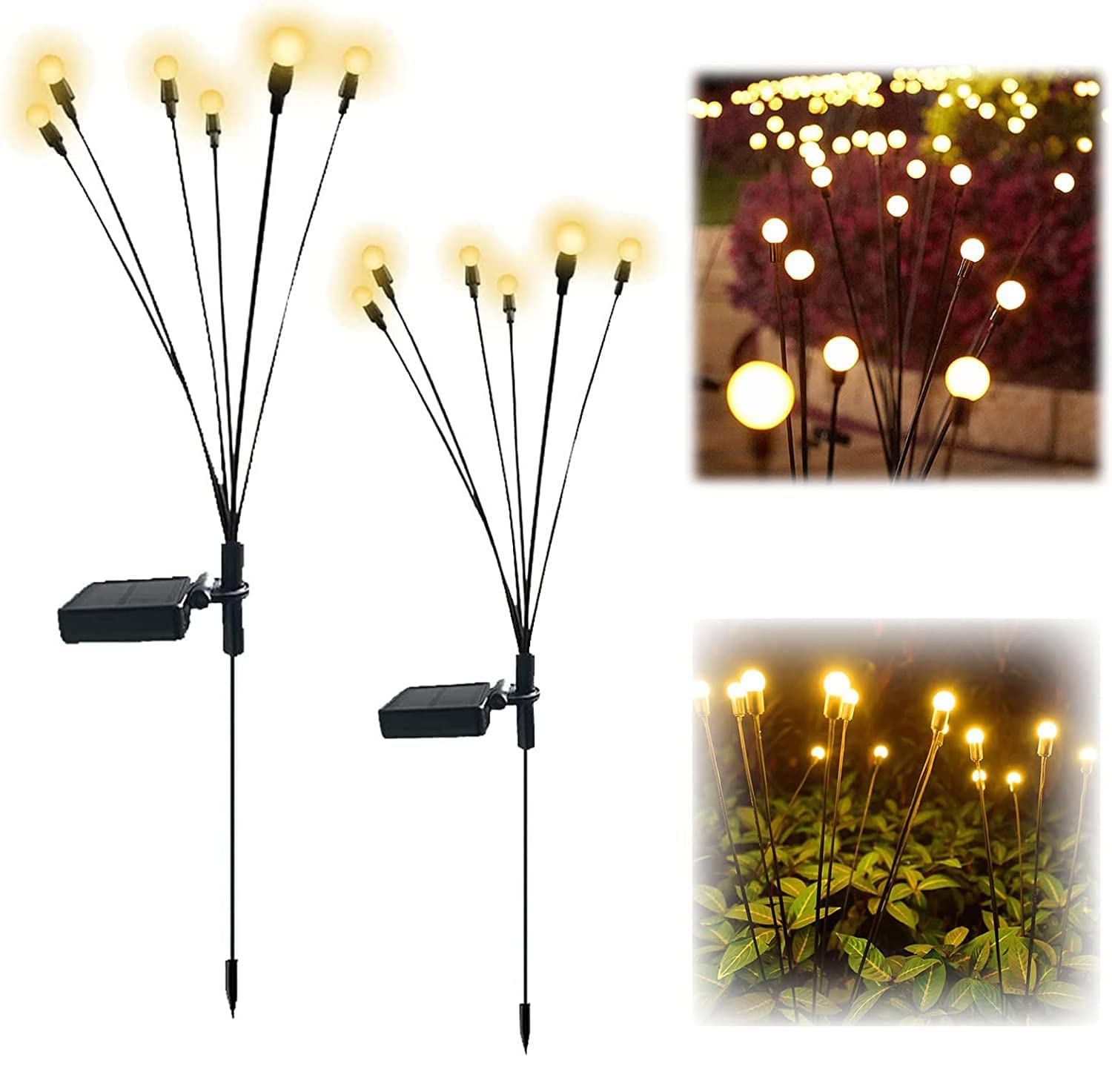 2 Pack Solar Starburst Swaying Garden Lights - Waterproof Outdoor Solar Powered Decor with Wind-Activated Movement - Perfect for Pathway, Patio, Front Yard & Backyard Decoration (Warm White) | Ideal for Evening Ambiance, Garden Parties & Landscape Lighting