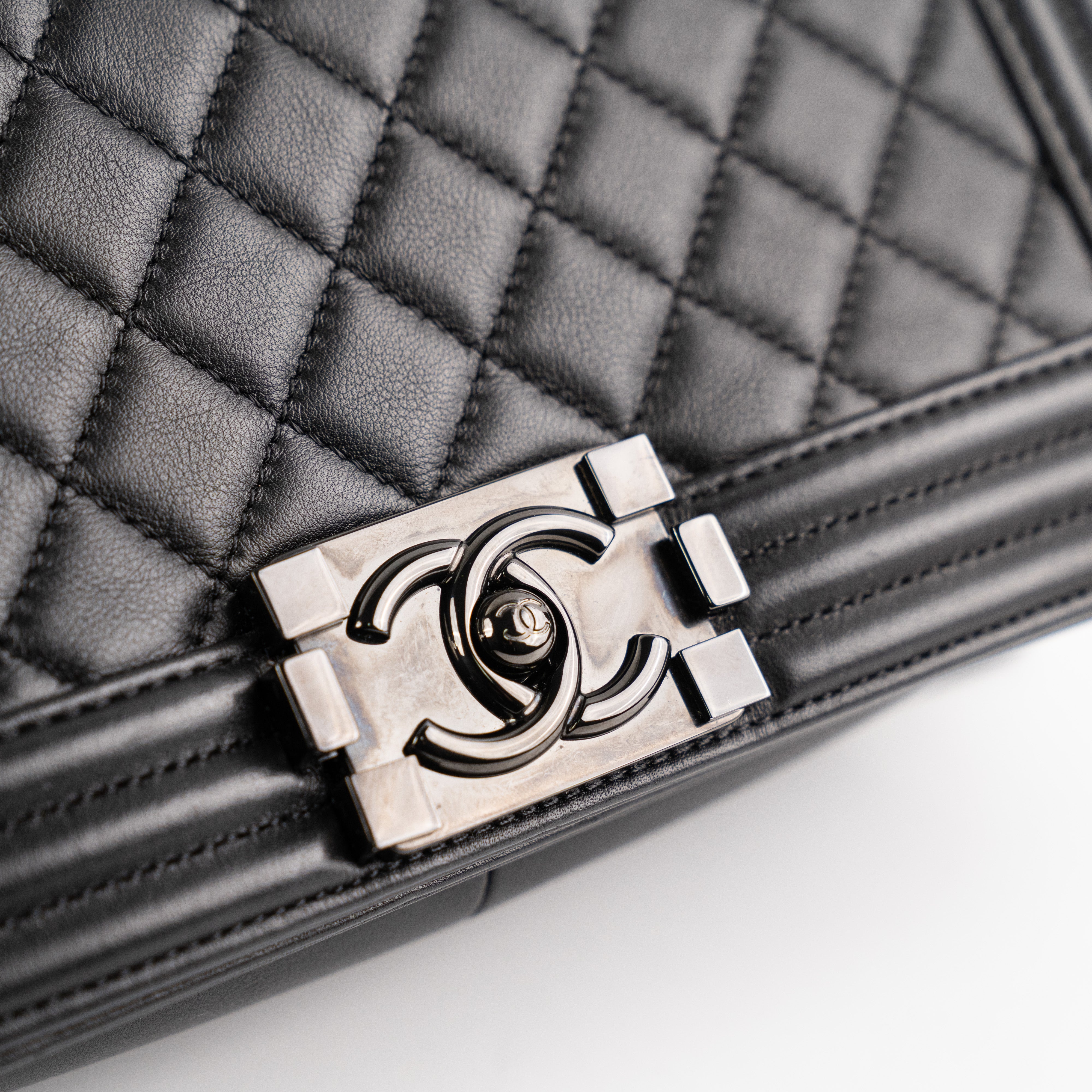 Chanel Old Medium Boy So Black Shoulder Bag - Luxury Quilted Leather Crossbody Bag for Women | Perfect for Date Night, Parties & Special Occasions