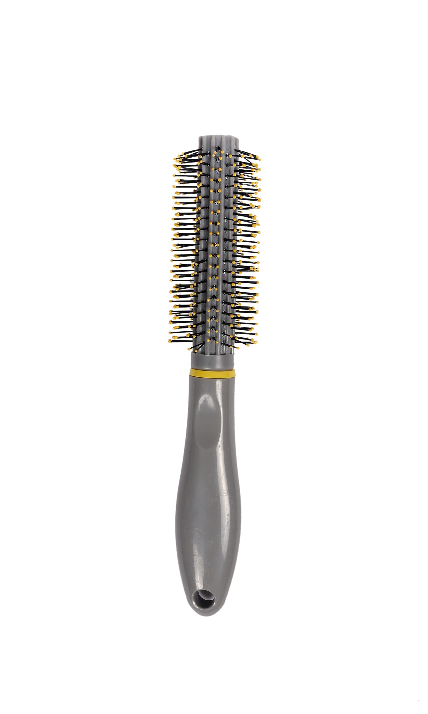 Stylish Grey & Yellow Roller Comb for Men - Round Hair Brush for Styling, Detangling & Effortless Grooming | Perfect for Curly Hair Care & Daily Styling Routine | Salon-Quality at Home