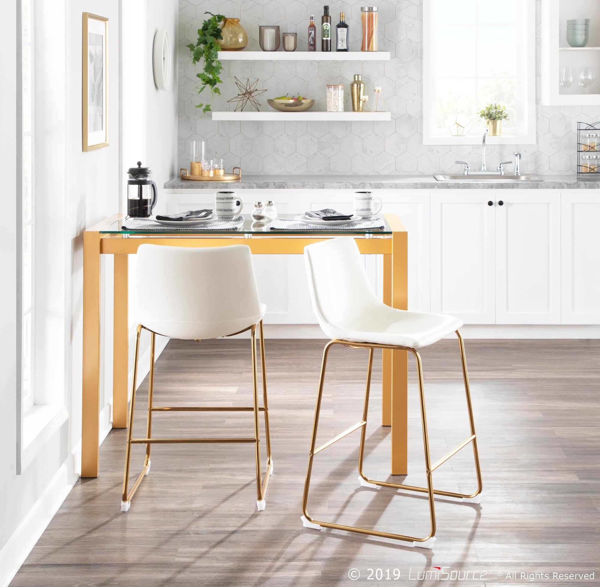 Duke Counter Height Chairs and Bar Stools Set of 2 for Kitchen Island - Modern Adjustable Bar Stools for Dining Room, Kitchen, and Home Bar - Perfect for Breakfast Nook, Entertaining, and Small Spaces