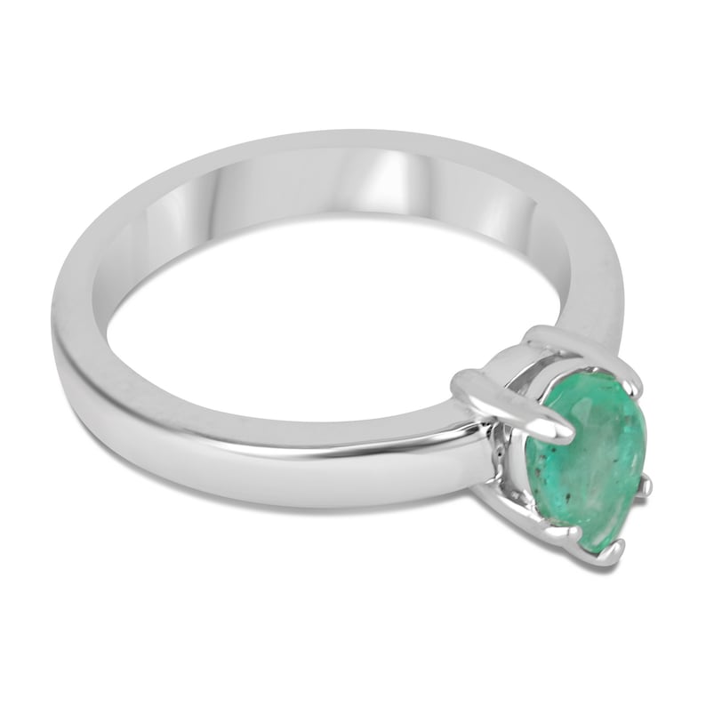 0.80ct Solitaire Emerald Pear Cut 925 Sterling Silver Ring with 5-Prong Setting - Elegant Engagement, Wedding, Anniversary Gift for Her