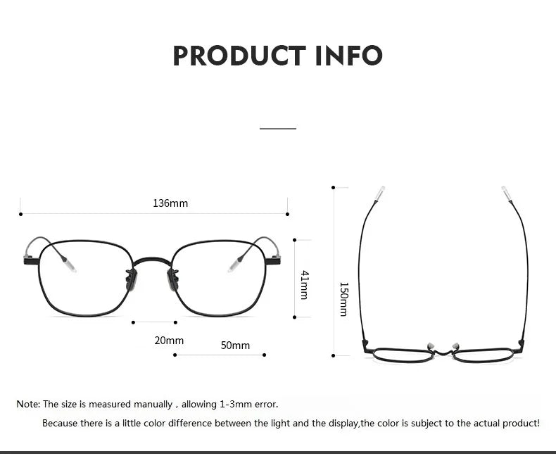 Aimee Unisex Full Rim Square Titanium Eyeglasses 80805 - Lightweight Durable Frame for Men & Women - Perfect for Reading, Working & Daily Wear