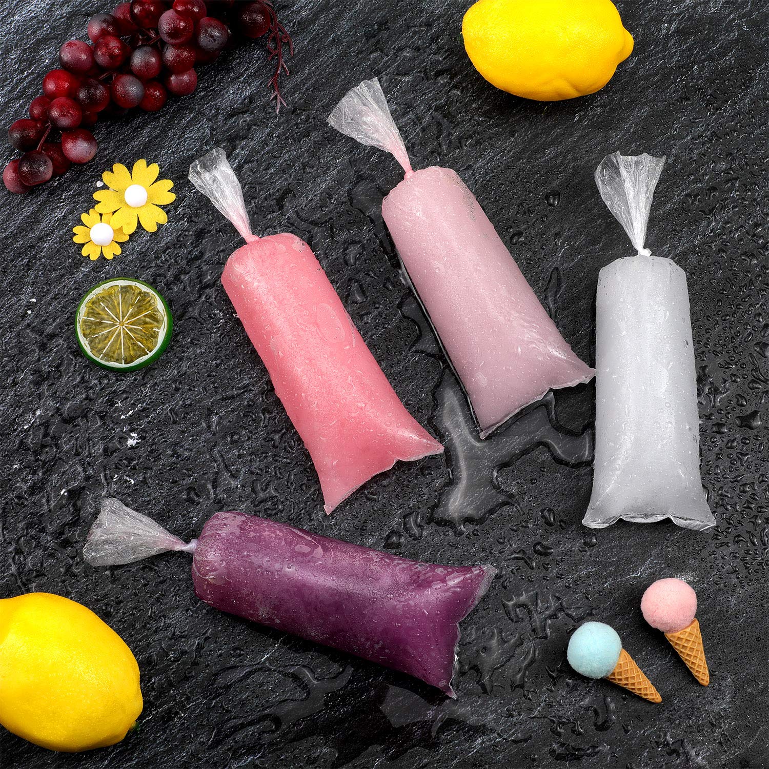 Boao Disposable Ice Cream Mold Bags - Plastic Ice Candy Bags for Homemade Ice Cream, Yogurt & Candy Making - Perfect for Summer Treats, Kids Parties & DIY Desserts