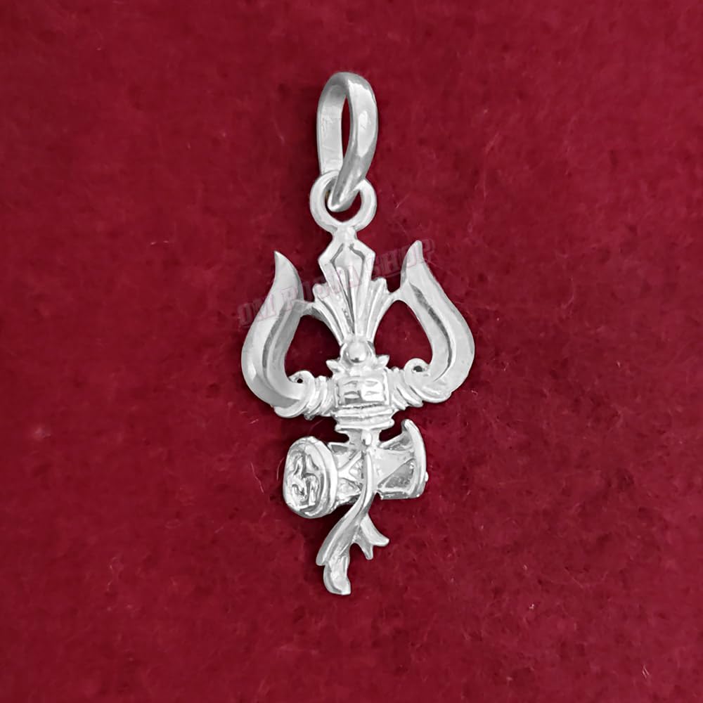 Pure Sterling Silver Shiva Trishul Pendant Necklace (2.6g) - Spiritual Jewelry for Meditation, Yoga & Hindu Devotees