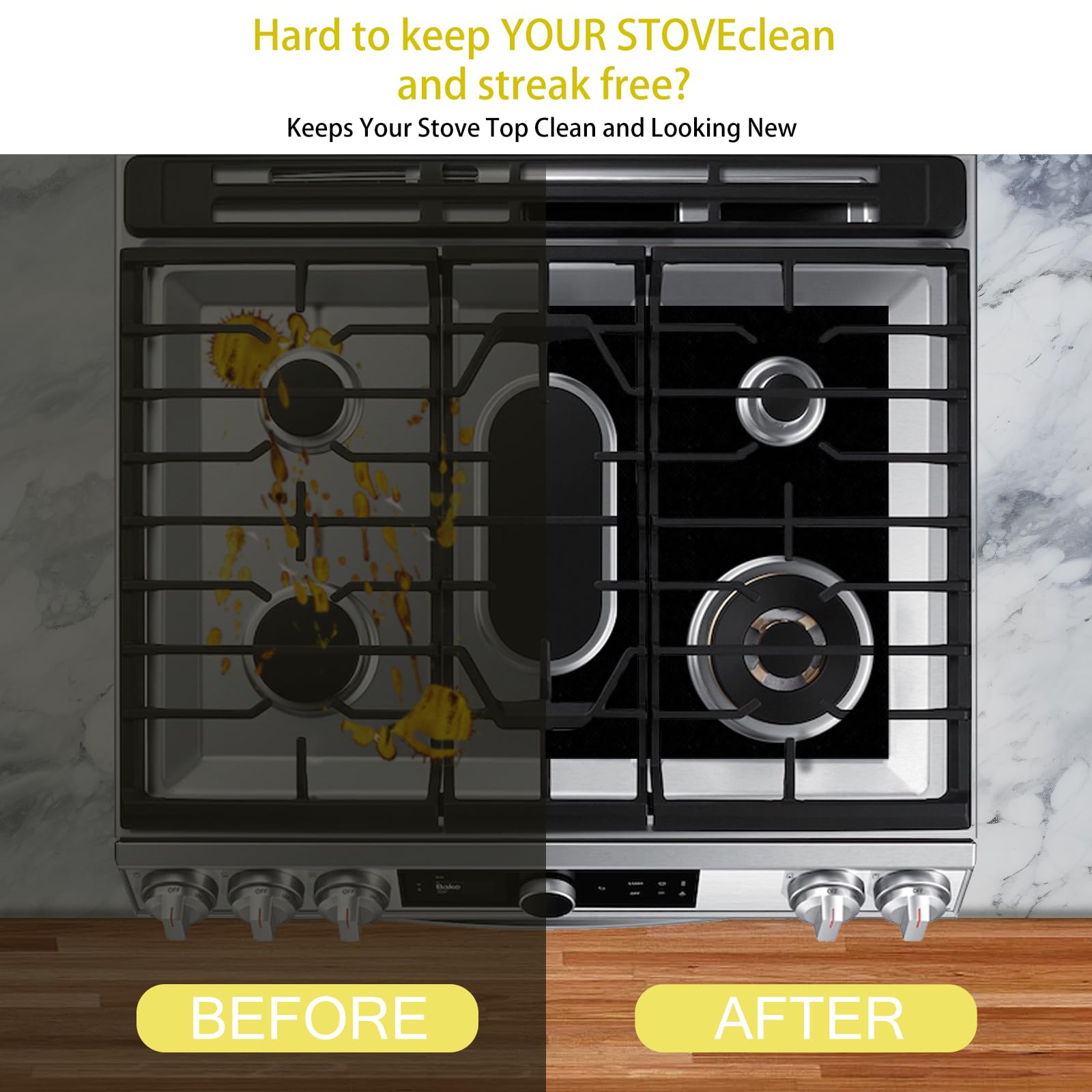 Reusable Non-Stick Stove Top Covers for Samsung Gas Burners - Stove & Oven Protector Liners | Perfect for Kitchen Safety & Easy Cleaning