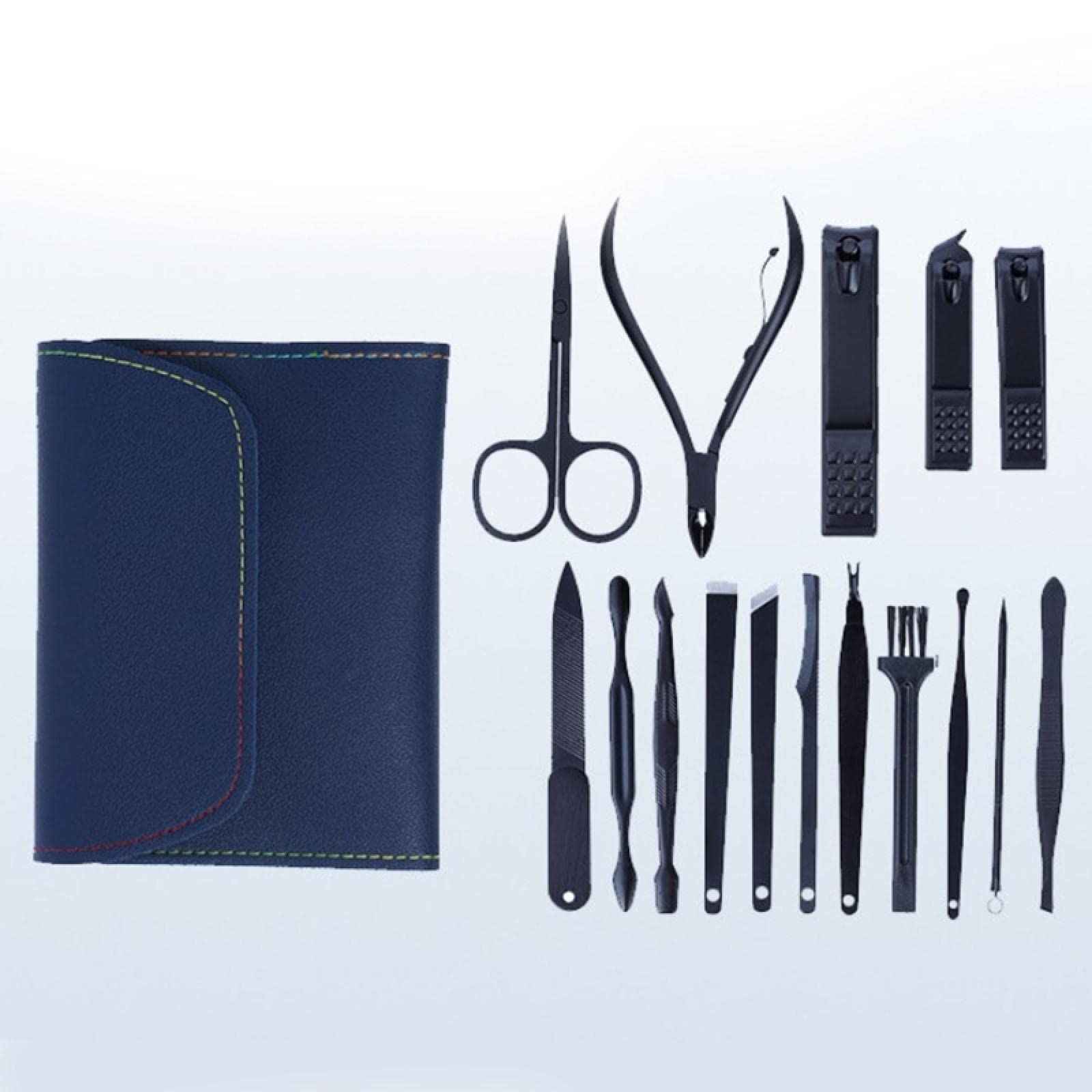 Premium 7/12/16-Piece Multifunctional Nail Clipper Set with Leather Case - Travel & Home Nail Care Kit for Men & Women - Perfect for Grooming, Facial Care & On-the-Go Essentials (12-Piece Green Set)
