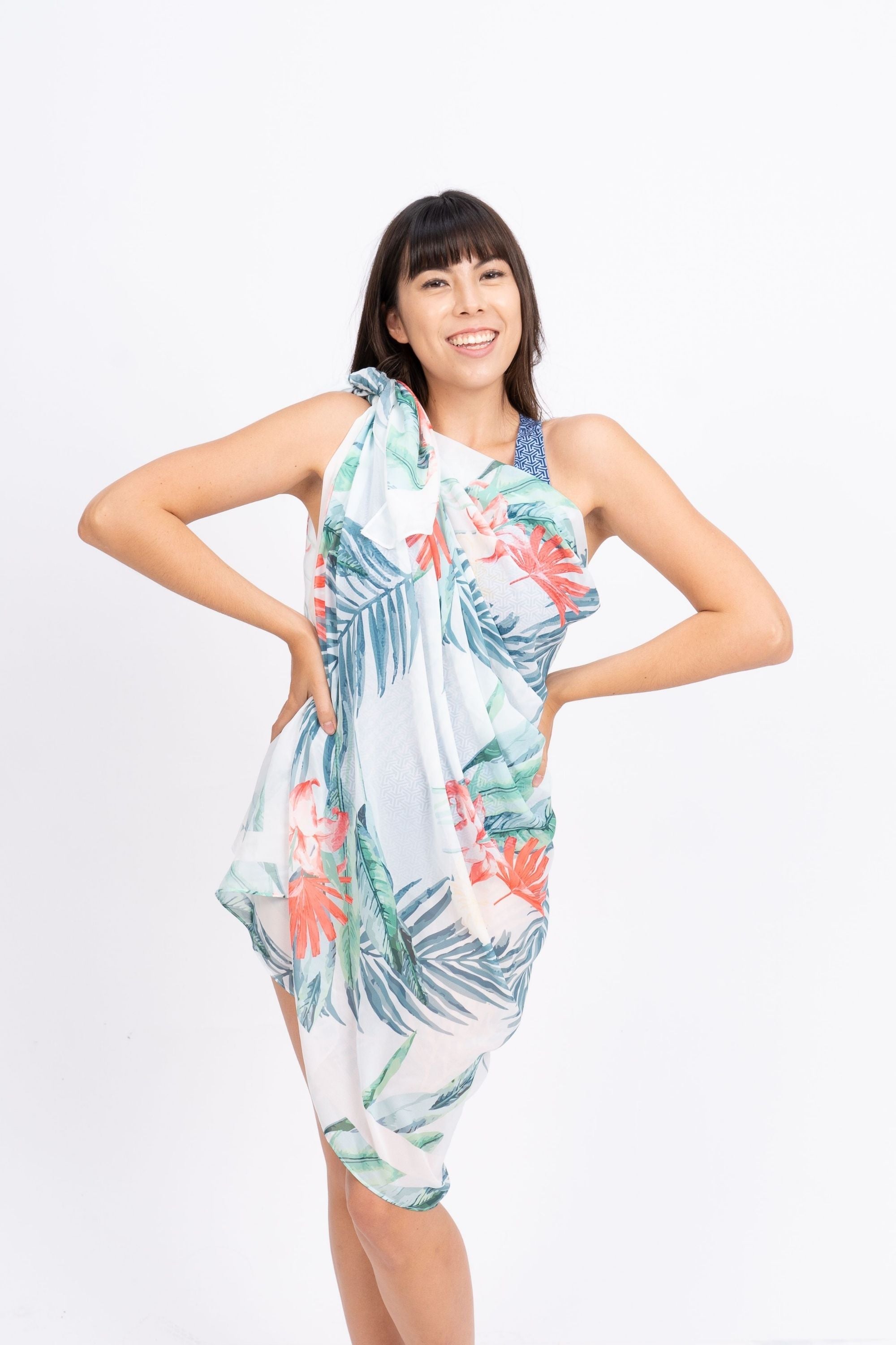 Morea Sarong - Hawaiian Tropic Beach Wrap for Women | Tropical Floral Print Swim Cover Up | Perfect for Beach Vacation, Pool Party & Summer Outfits