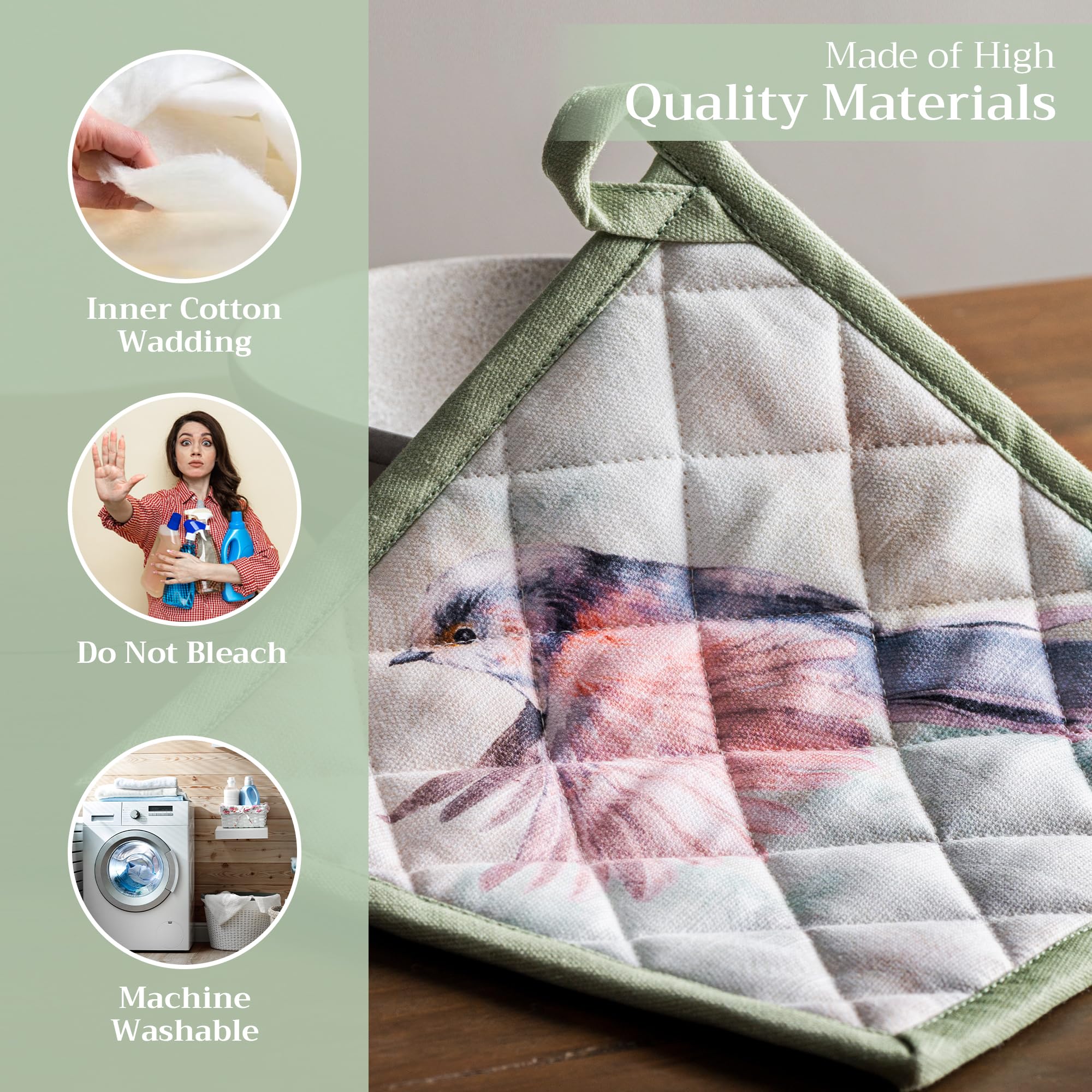 Premium 100% Cotton Pot Holders Set of 2 - 8