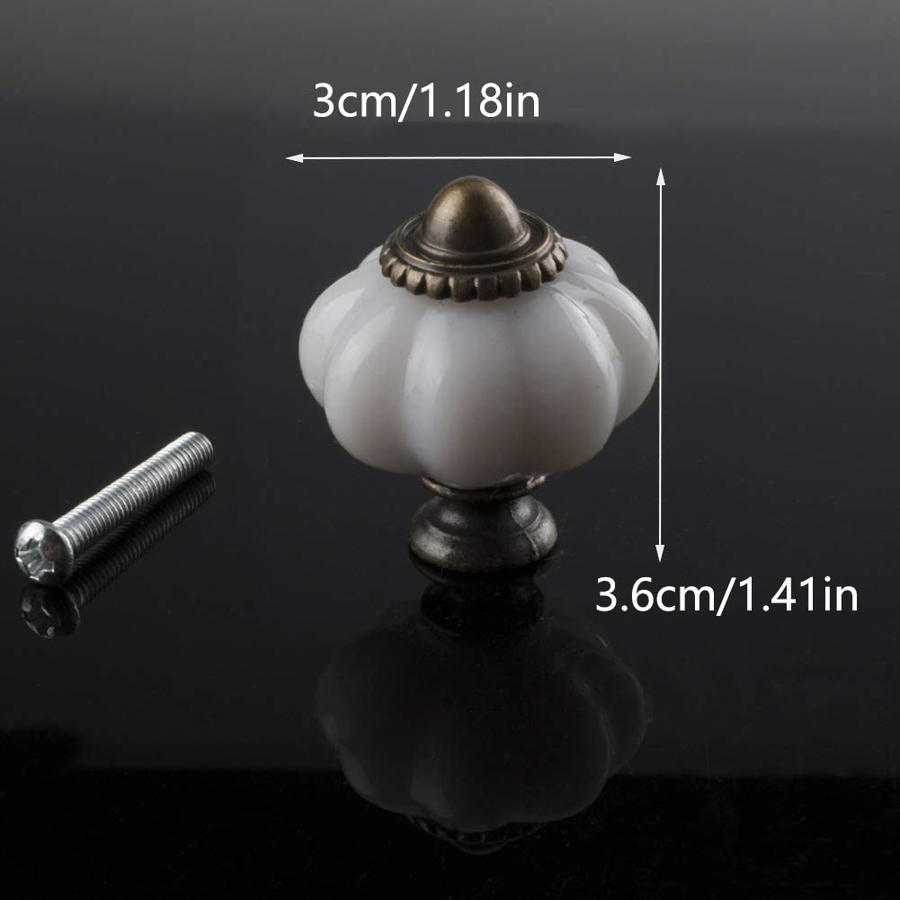 12Pcs White Acrylic Pumpkin Cabinet Knobs - Decorative Drawer Pulls for Kitchen Cupboards, Dressers & Furniture Hardware - Perfect for Halloween, Fall Decor & Home Renovation Projects