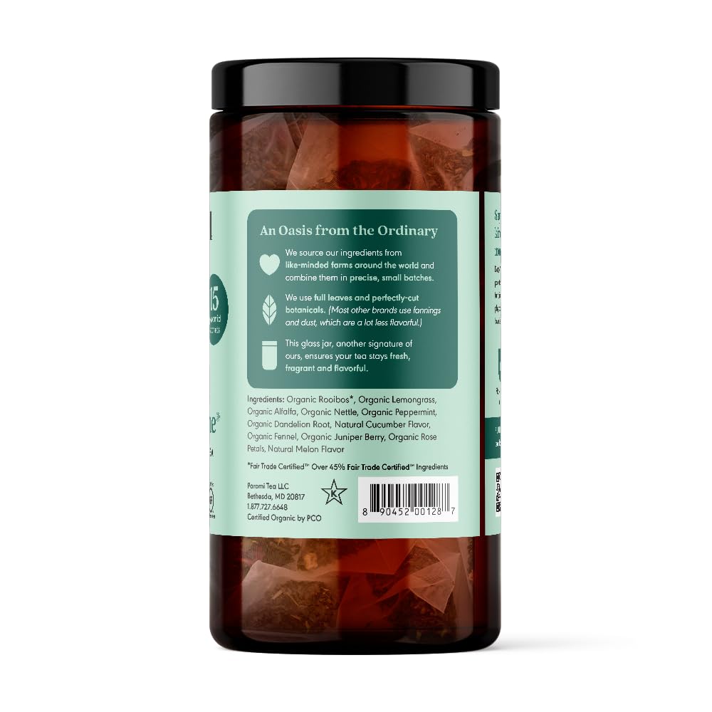Paromi Detox With Me Organic Rooibos Herbal Tea – 15 Count in Signature Jar | Caffeine-Free, Antioxidant-Rich | Perfect for Relaxation & Wellness